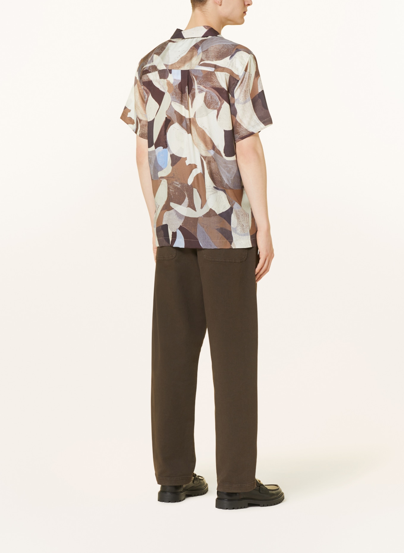 LES DEUX Resort shirt KNOX comfort fit, Color: BROWN/ BLUE/ CREAM (Image 3)