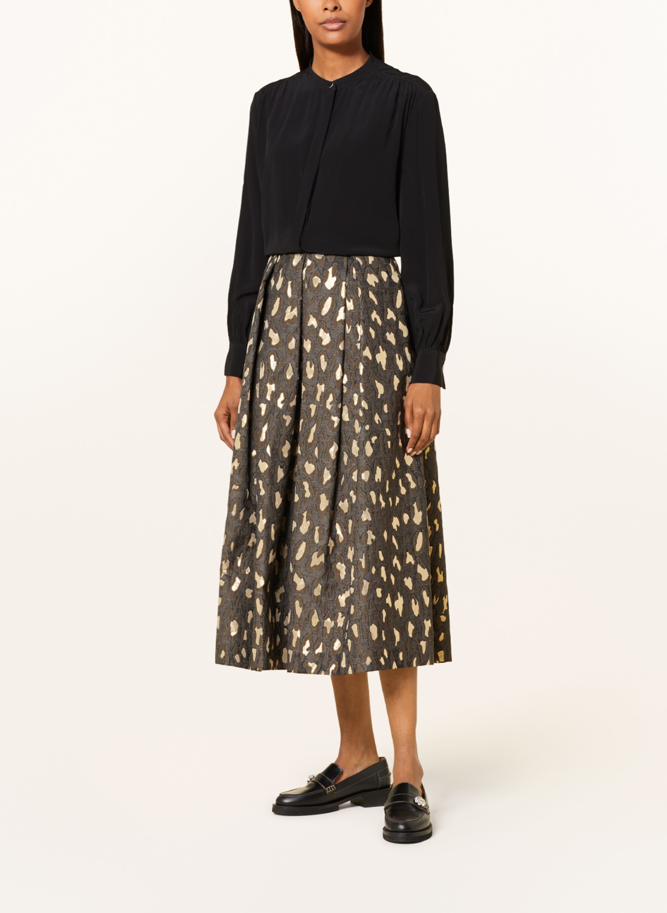 LUNATICA MILANO Jacquard skirt with glitter thread, Color: DARK GRAY/ GOLD (Image 2)
