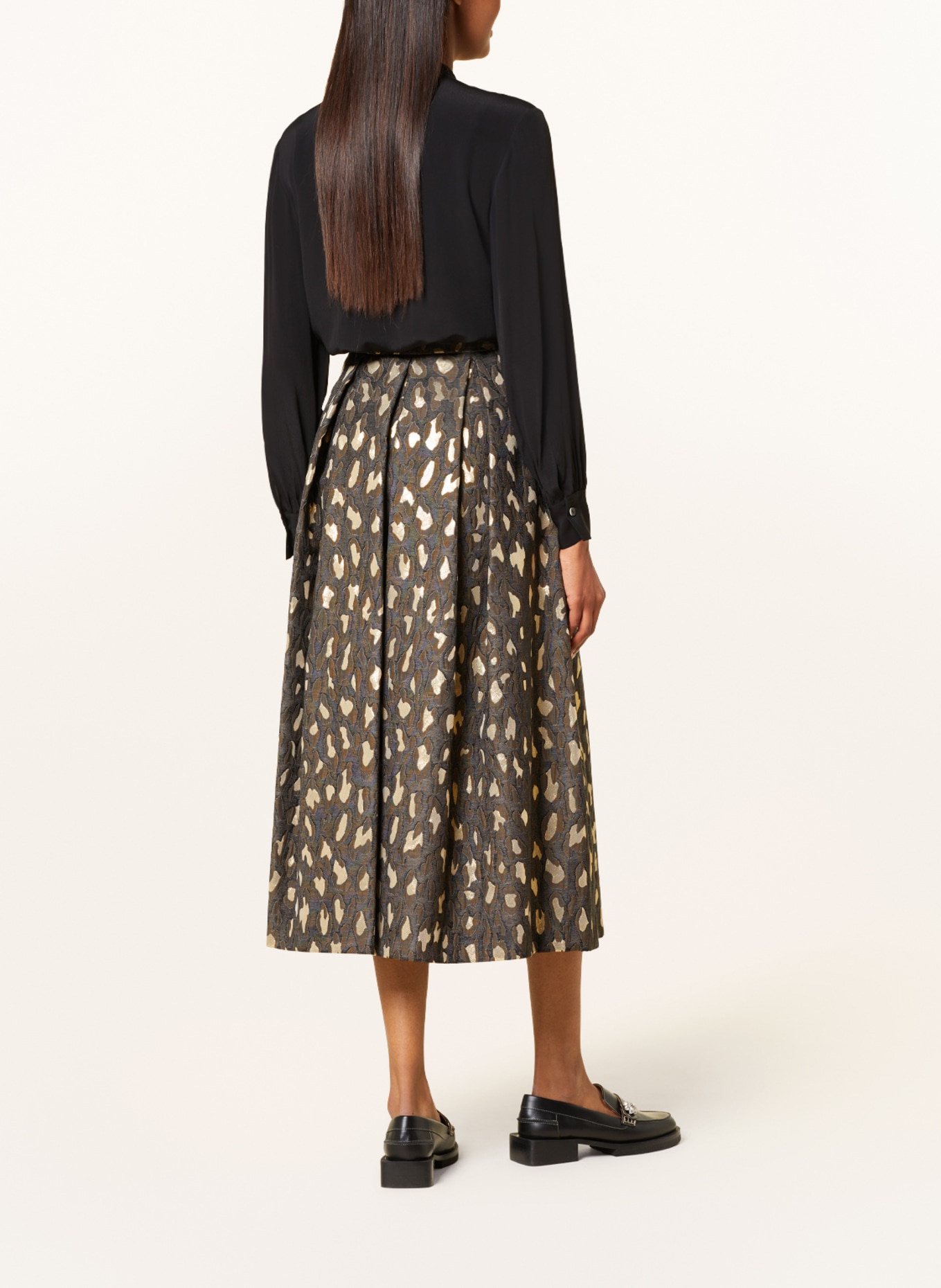 LUNATICA MILANO Jacquard skirt with glitter thread, Color: DARK GRAY/ GOLD (Image 3)