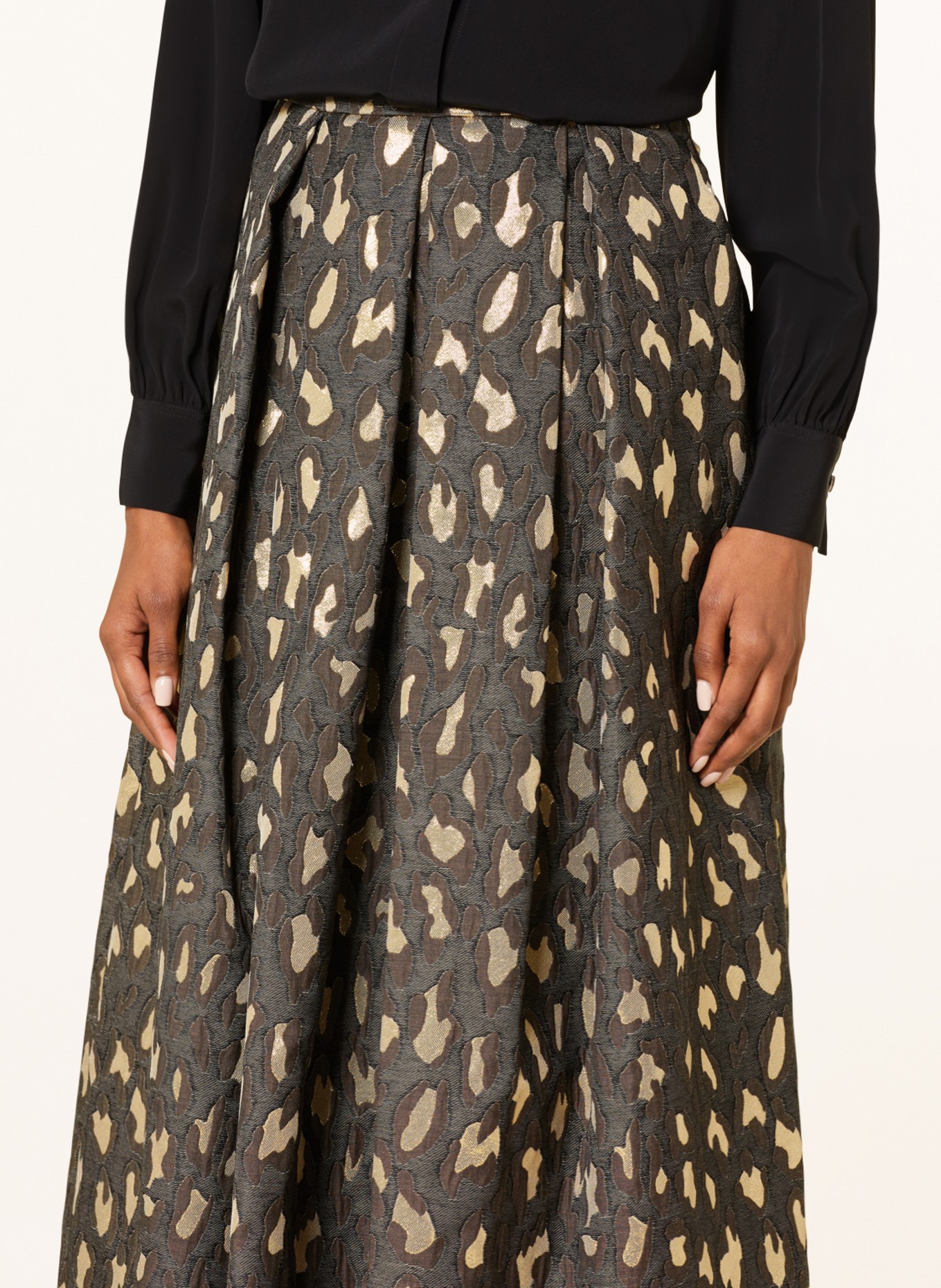 LUNATICA MILANO Jacquard skirt with glitter thread, Color: DARK GRAY/ GOLD (Image 4)