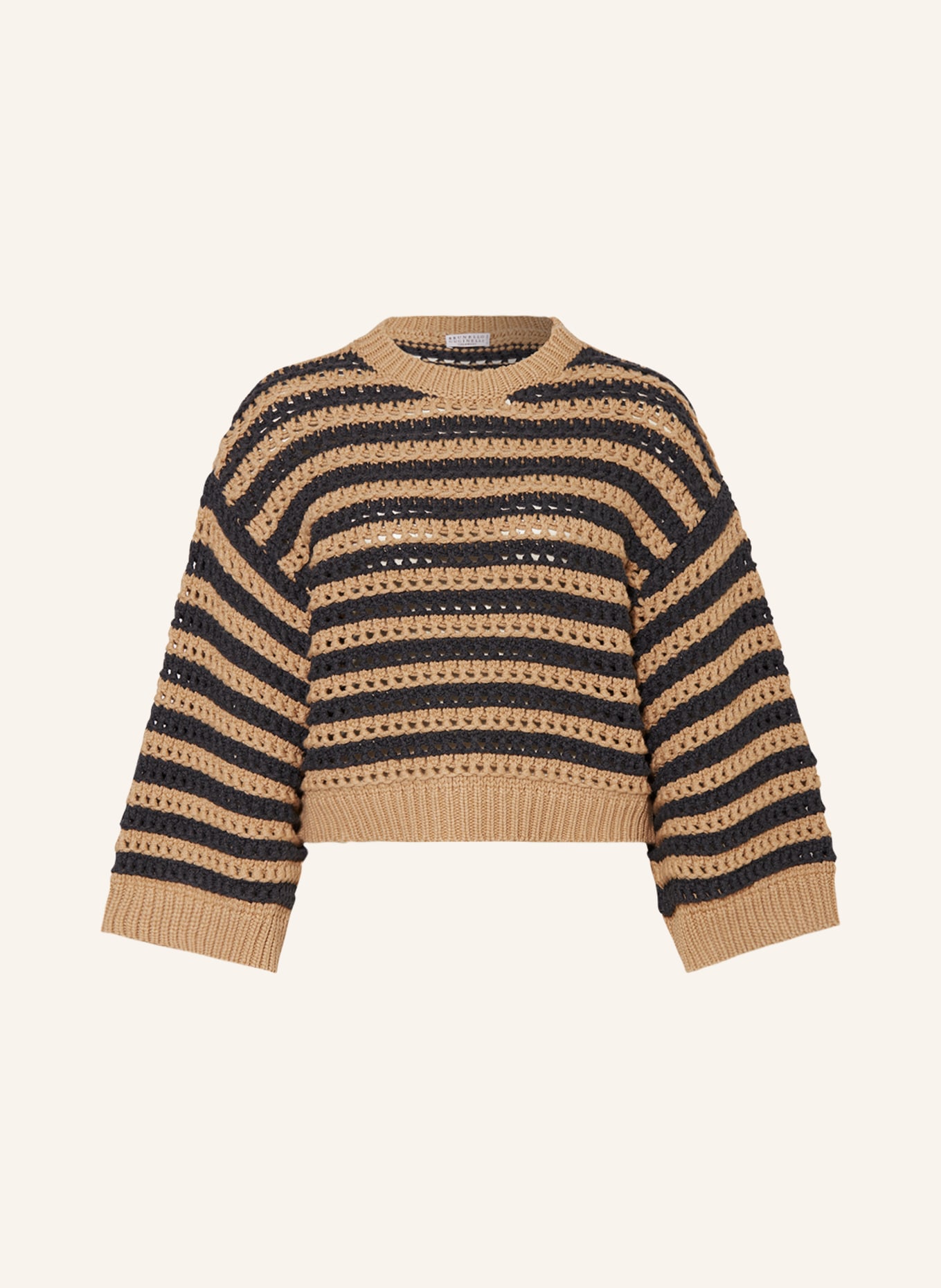 BRUNELLO CUCINELLI Sweater with cashmere, Color: BEIGE/ DARK GRAY (Image 1)