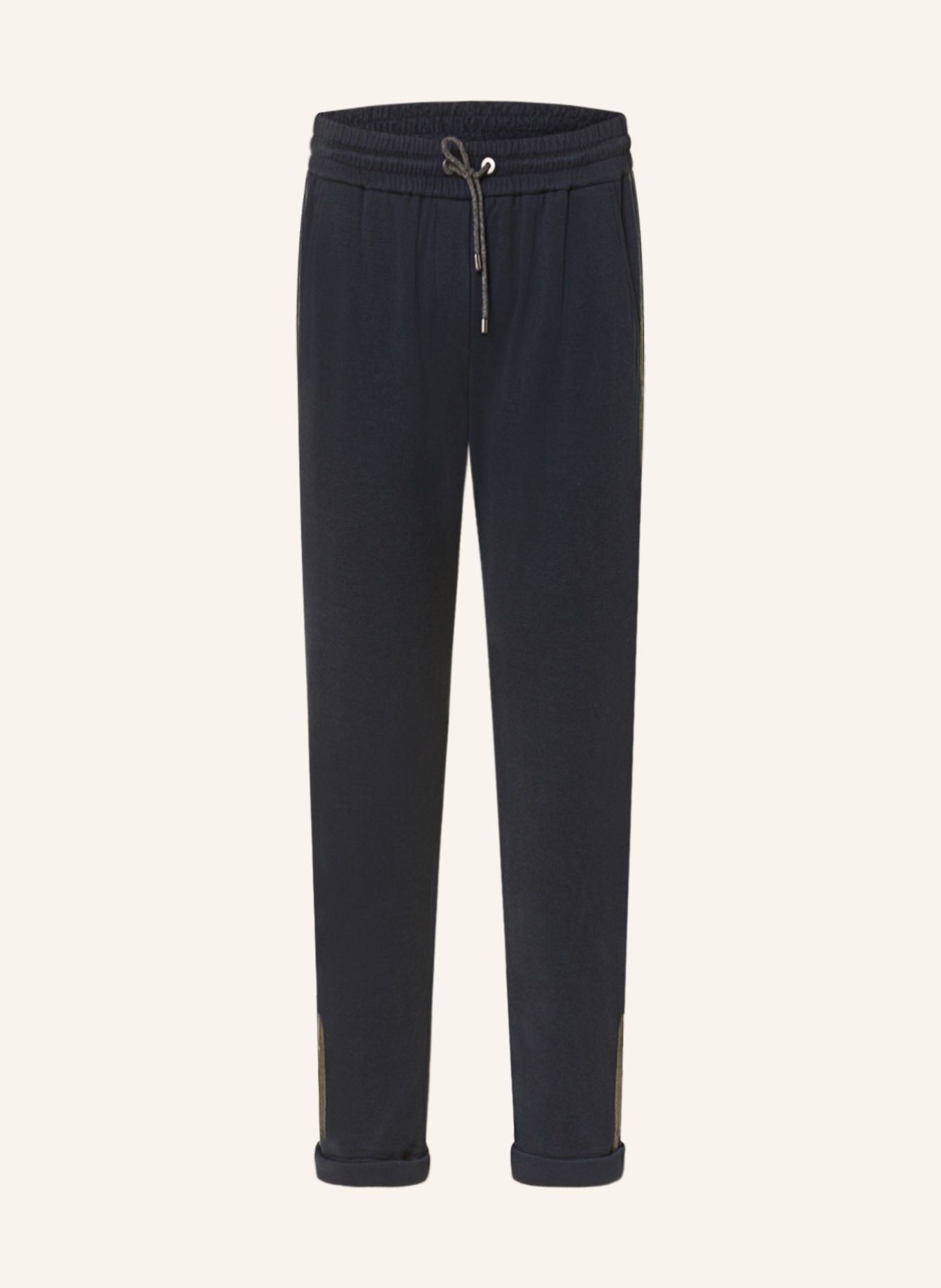 BRUNELLO CUCINELLI Pants in jogger style with silk, Color: DARK BLUE (Image 1)