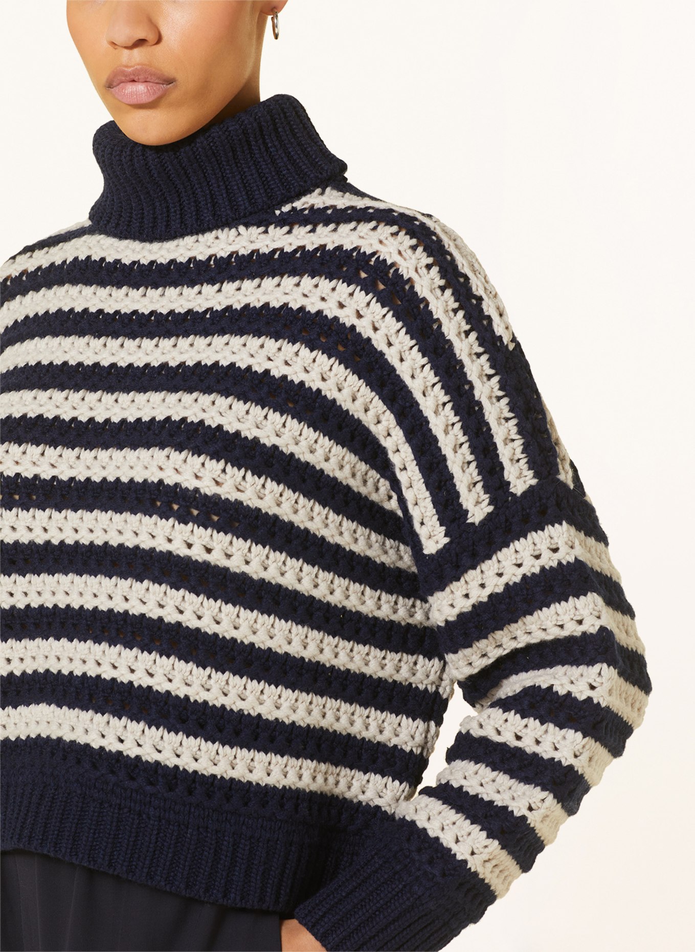 BRUNELLO CUCINELLI Turtleneck sweaters CICLISTA with cashmere, Color: DARK BLUE/ CREAM (Image 4)