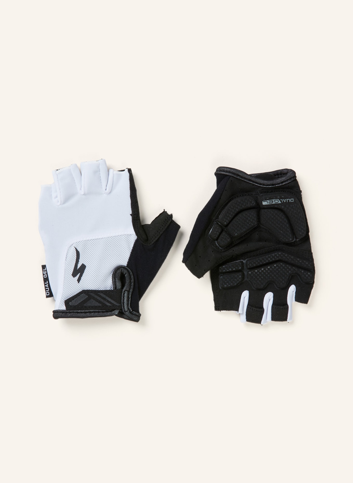 SPECIALIZED Cycling gloves GEOMETRY DUAL-GEL, Color: WHITE/ BLACK (Image 1)