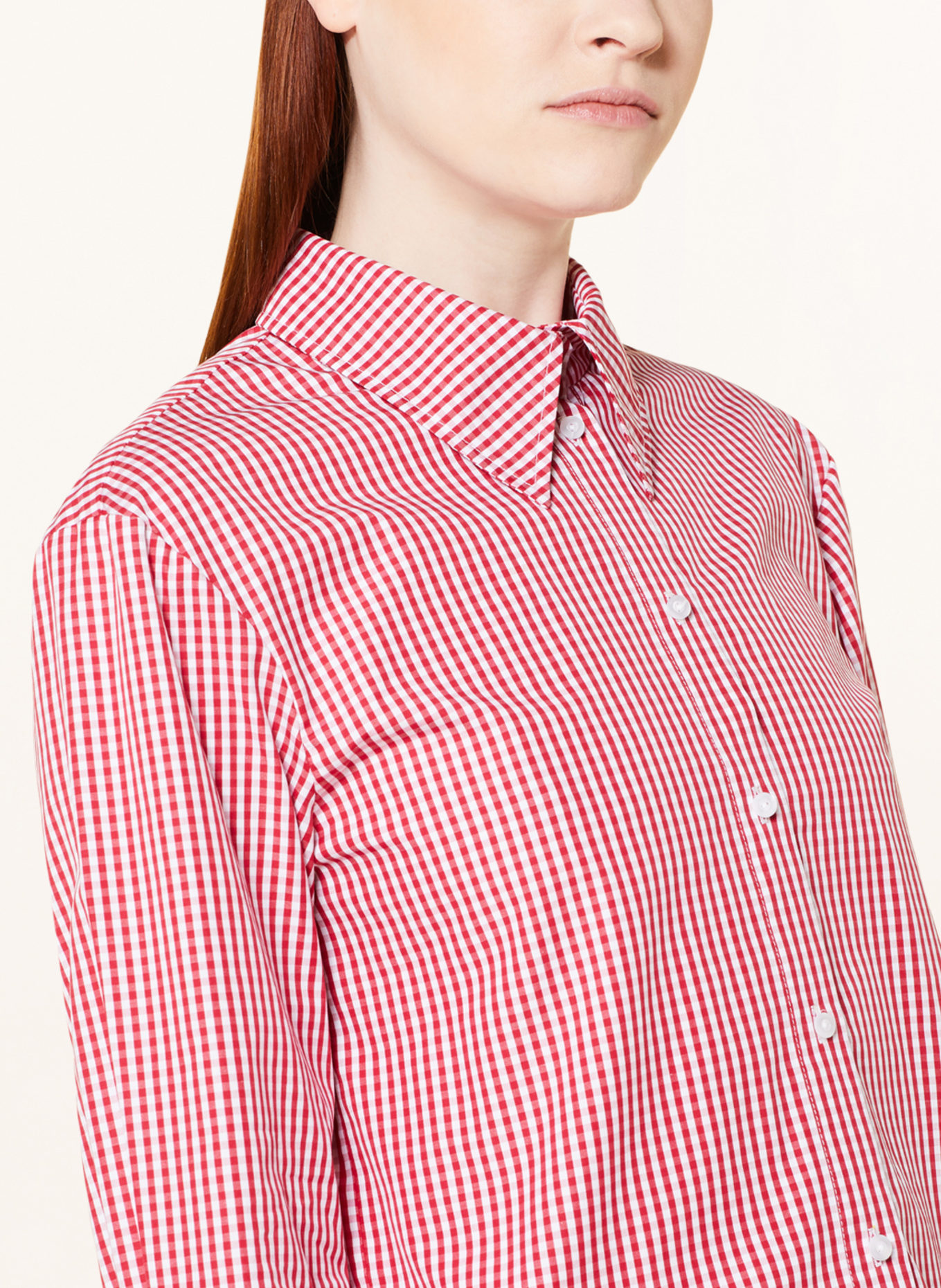 EVA MANN Cropped-Hemdbluse GITTE WINSTON, Farbe: DUNKELROT/ WEISS (Bild 5)