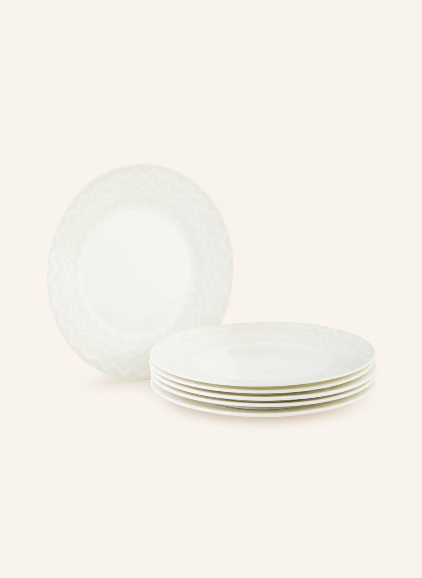 MISSONI Home Set of 6 dessert plates ZIG ZAG, Color: CREAM/ LIGHT GRAY (Image 1)