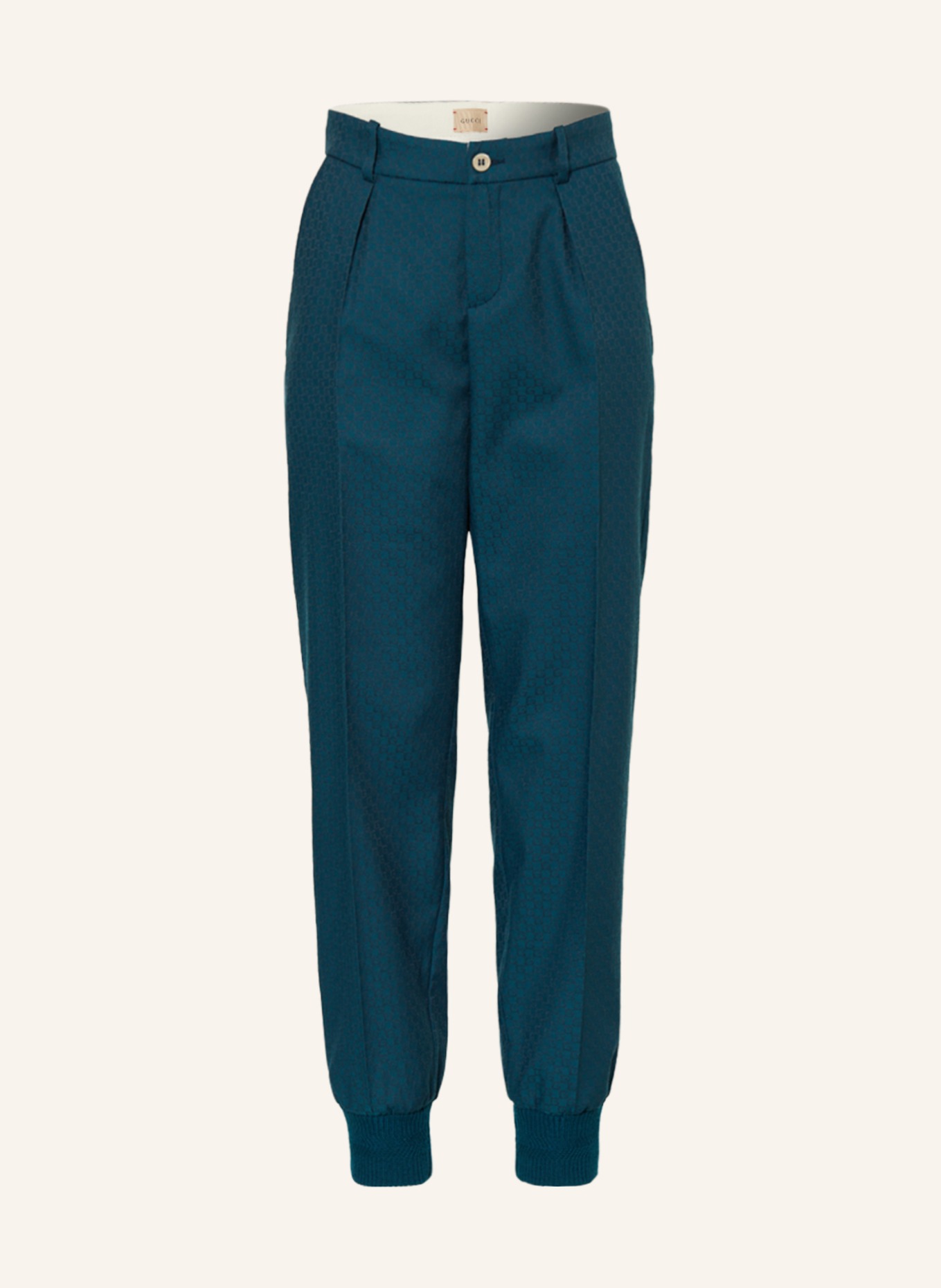 GUCCI Žakárové chino kalhoty, Barva: PETROLEJOVÁ (Obrázek 1)