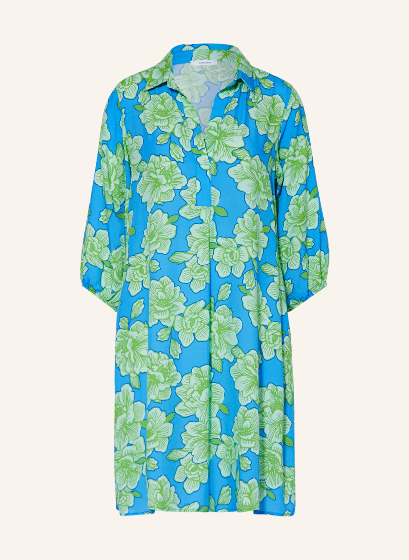 darling harbour Dress with 3/4 sleeves, Color: BLUE/ GREEN (Image 1)