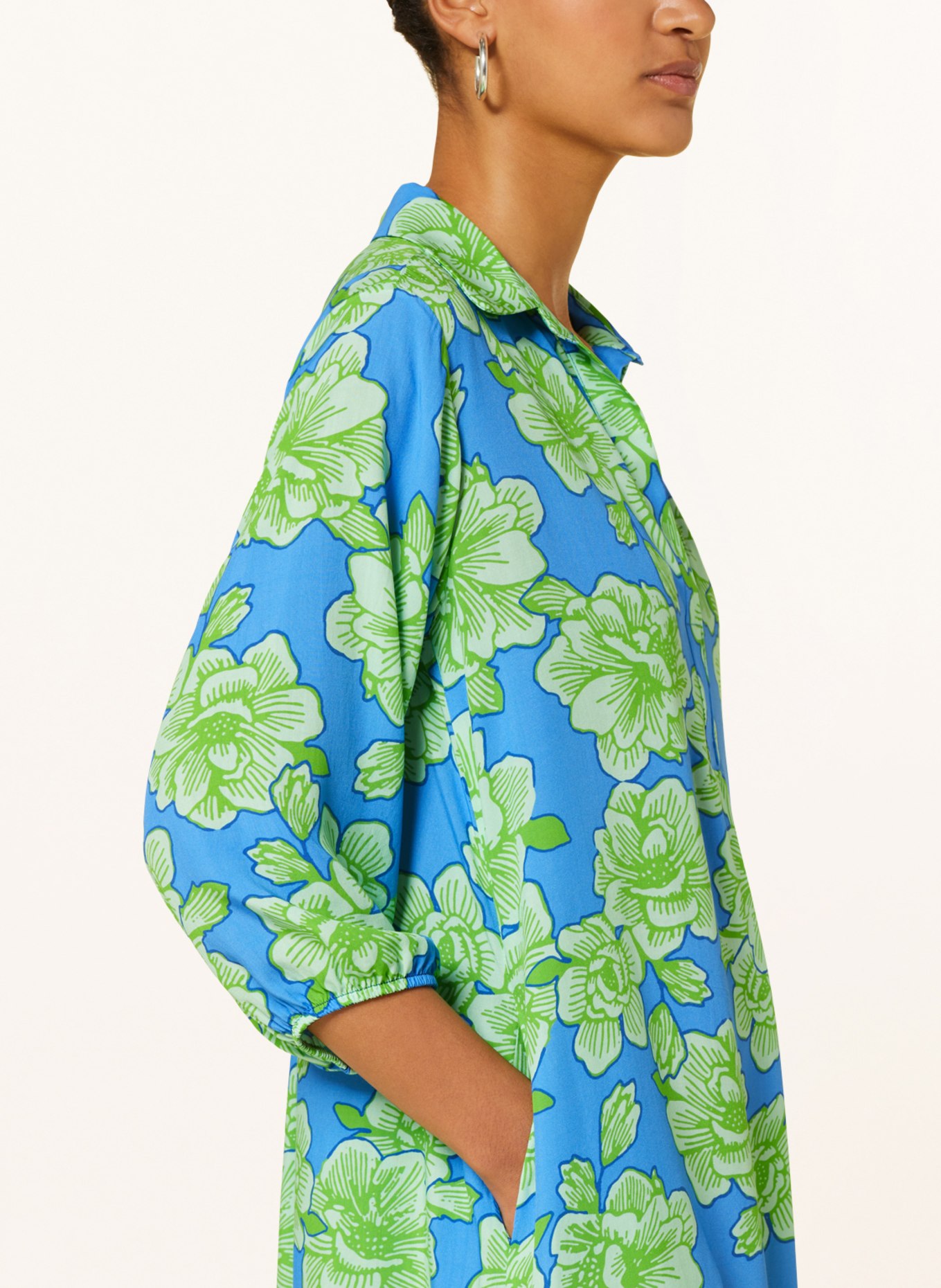 darling harbour Dress with 3/4 sleeves, Color: BLUE/ GREEN (Image 4)