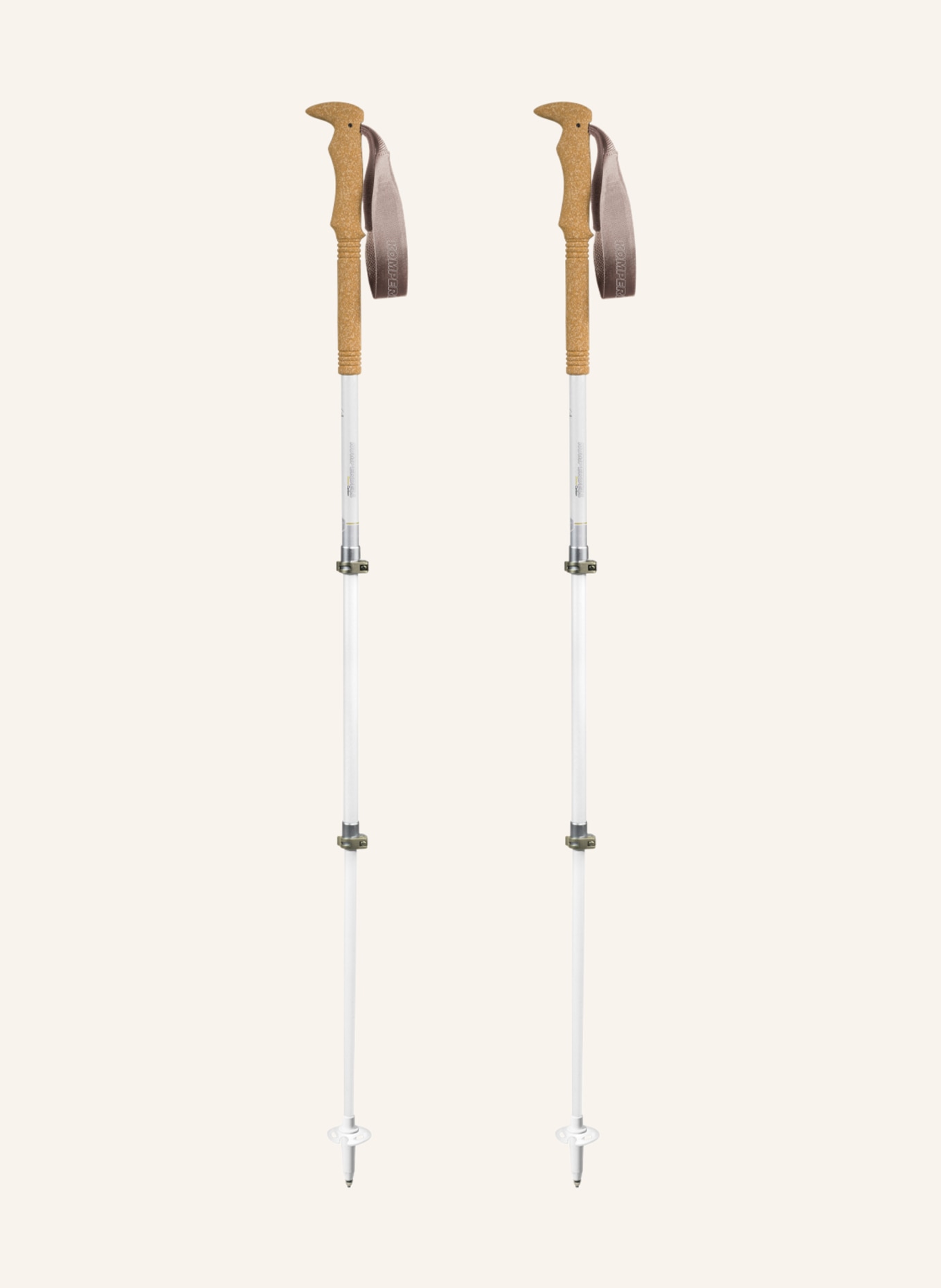 KOMPERDELL Trekking poles BOREA CARBON PRO, Color: WHITE/ LIGHT BROWN (Image 1)