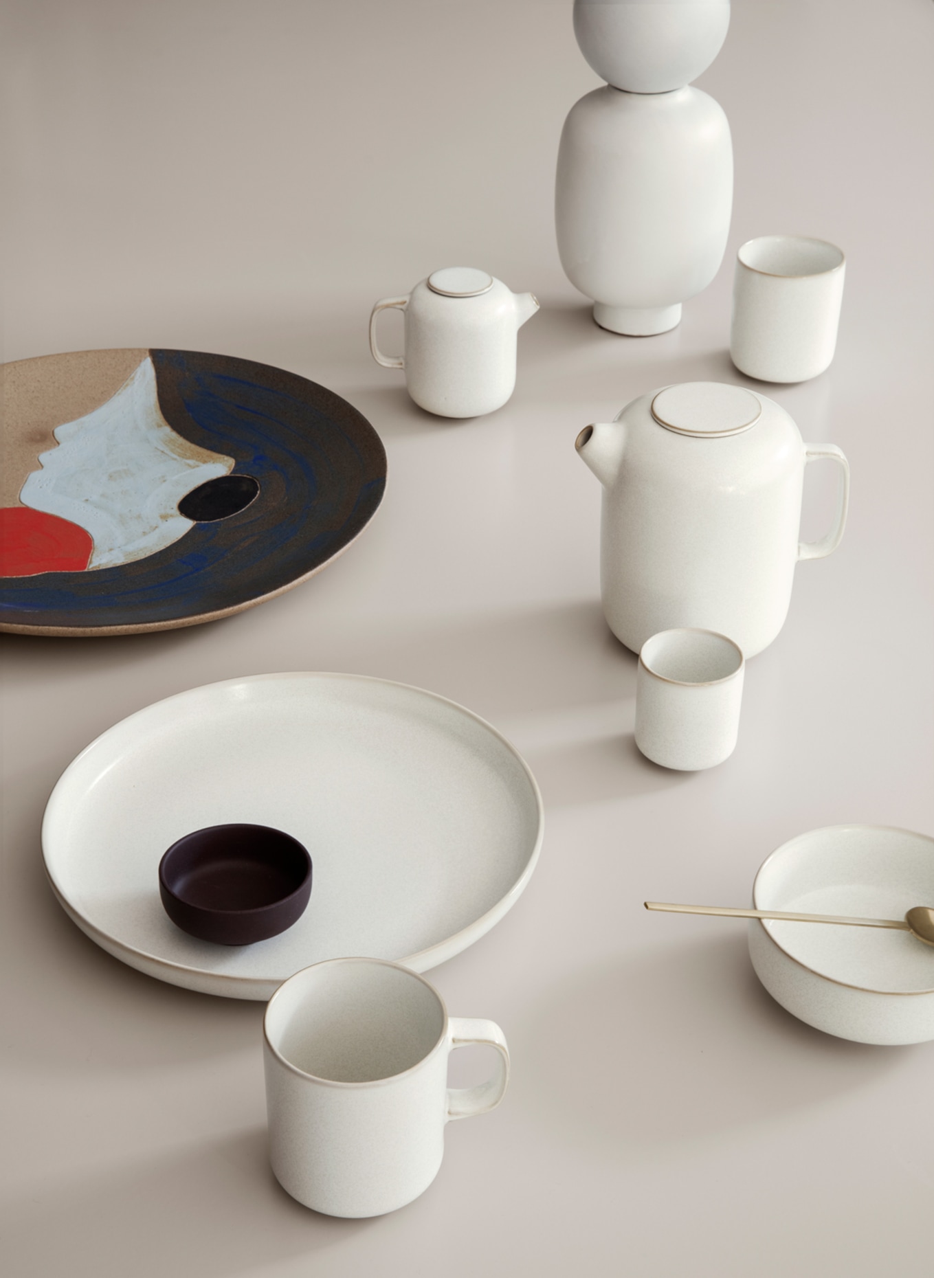 Ferm LIVING Set of 6 dessert plates SEKKI, Color: CREAM (Image 4)