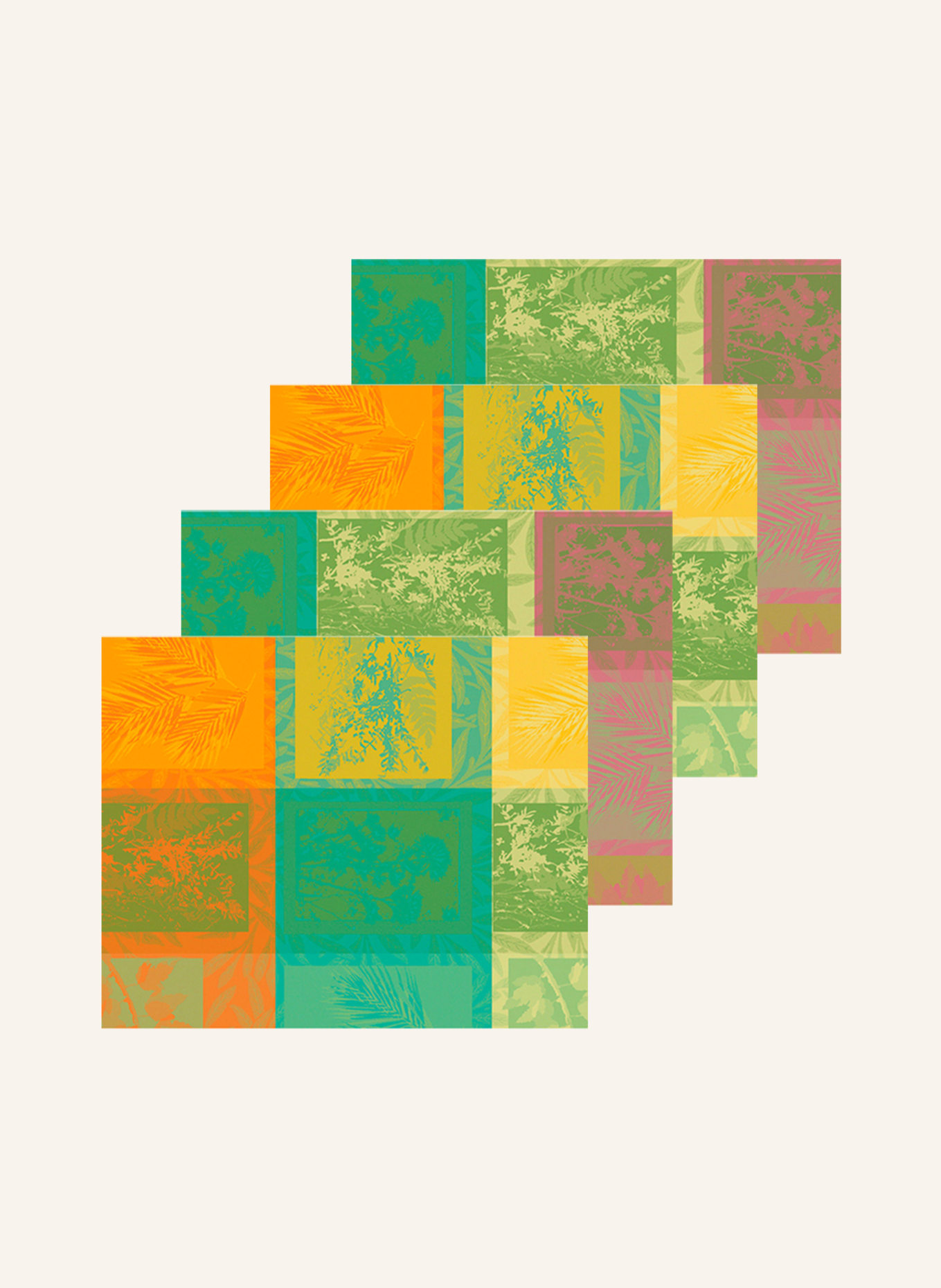 GARNIER-THIEBAUT Set of 4 placemats MILLE VÉGÉTAUX ARC-EN-CIEL, Color: RED/ ORANGE/ LIGHT GREEN (Image 1)