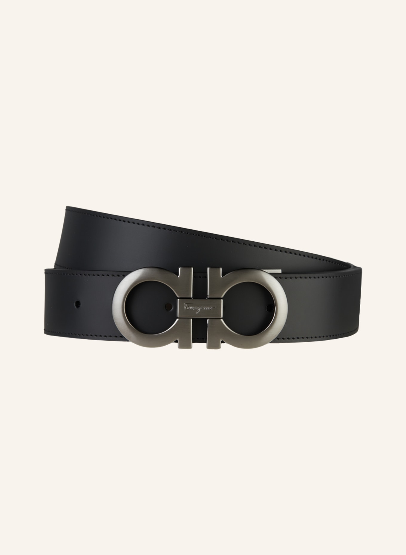 FERRAGAMO Reversible leather belt GANCINI, Color: BLACK/ BROWN (Image 1)