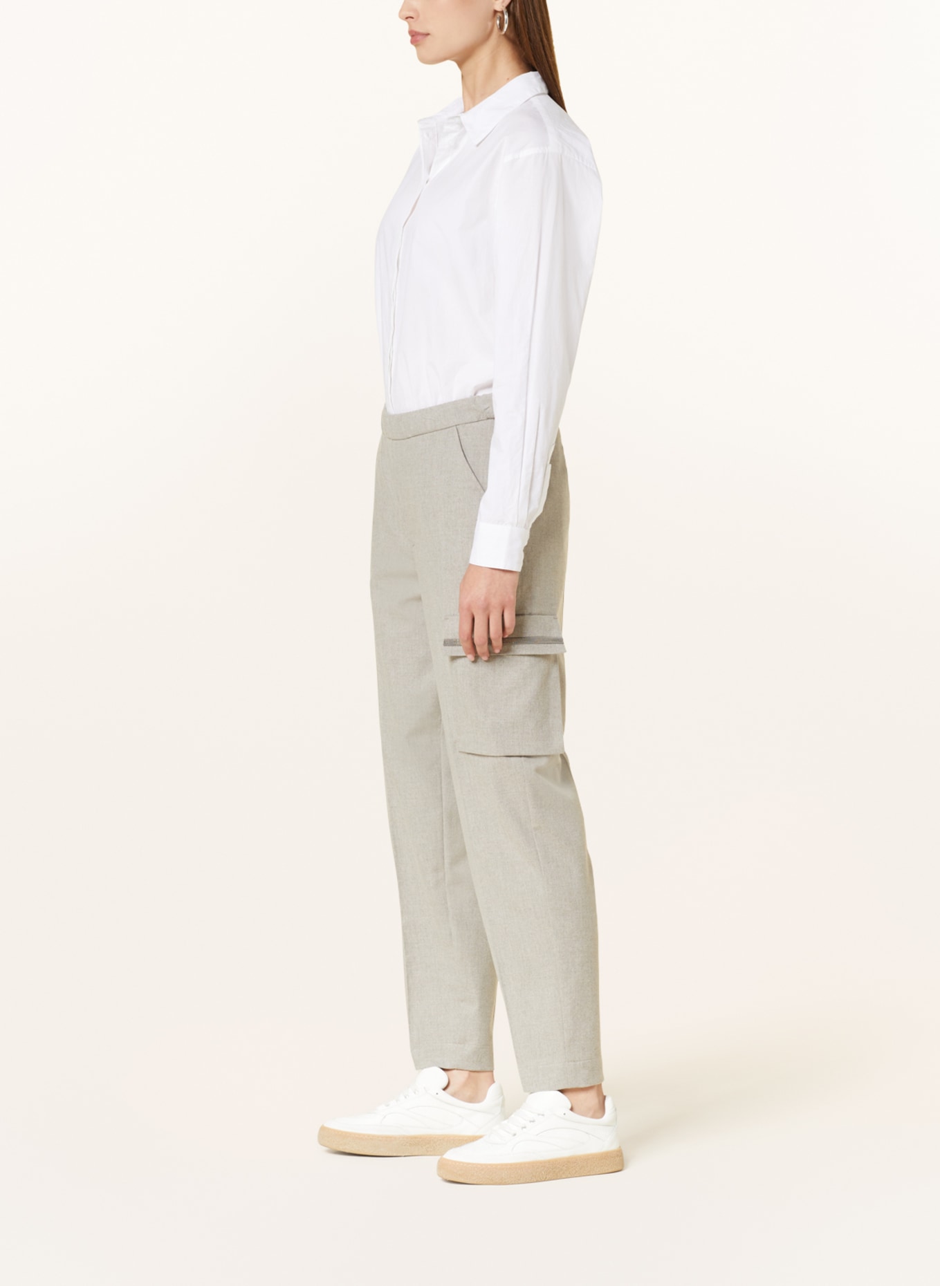 MAC Cargo kalhoty CLEO s ozdobnými perličkami, Barva: SVĚTLE ŠEDÁ (Obrázek 4)