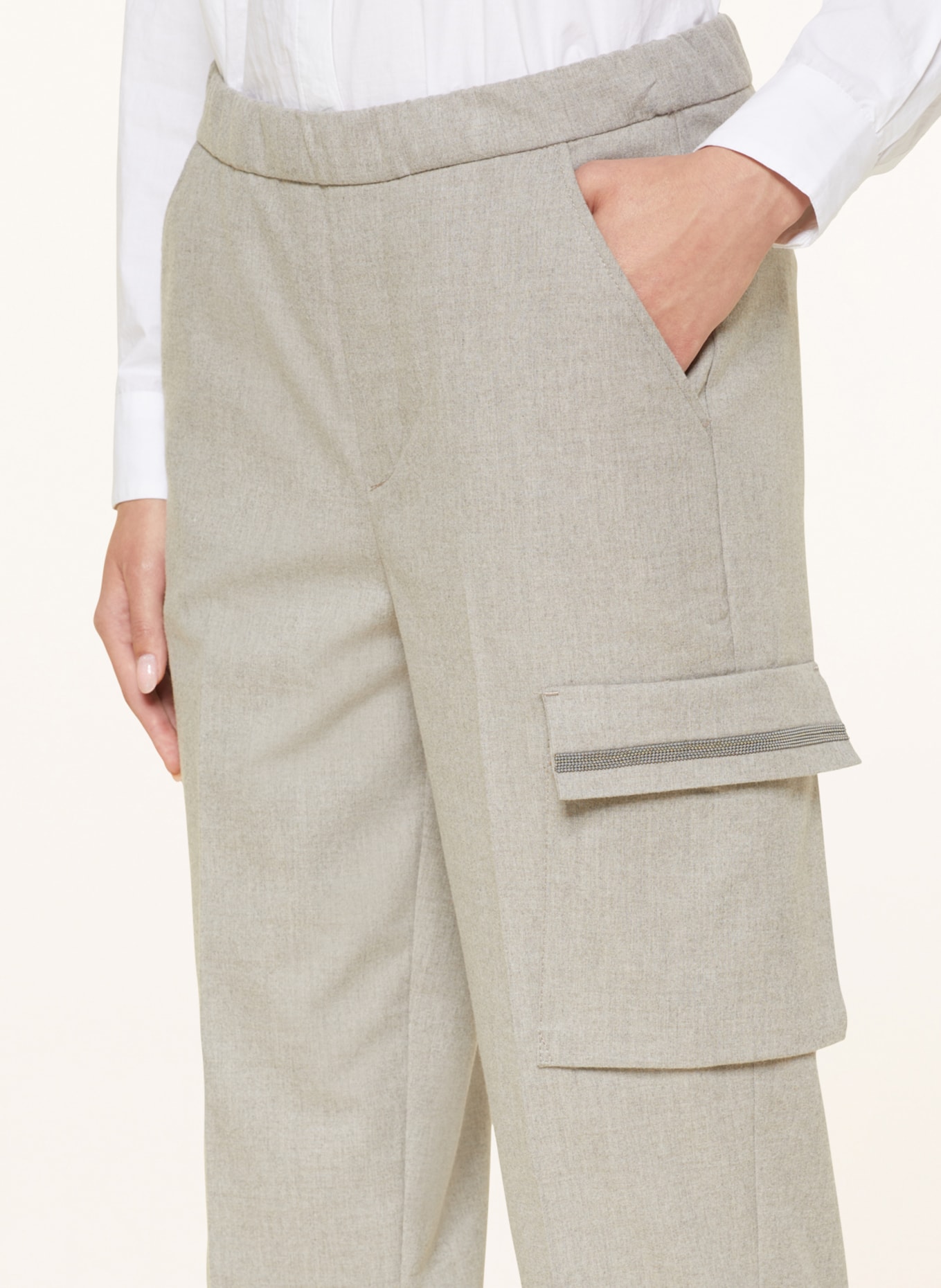 MAC Cargo kalhoty CLEO s ozdobnými perličkami, Barva: SVĚTLE ŠEDÁ (Obrázek 5)