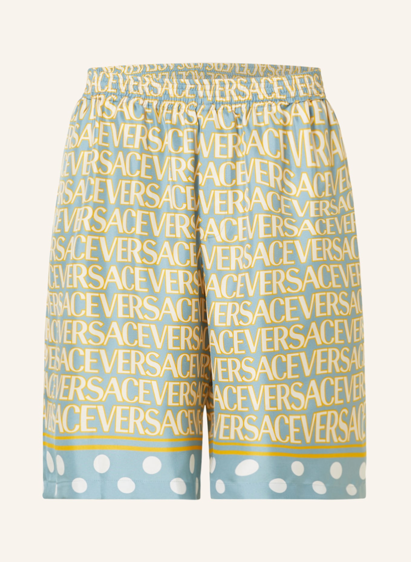 VERSACE Silk shorts College fit, Color: LIGHT BLUE/ YELLOW/ WHITE (Image 1)