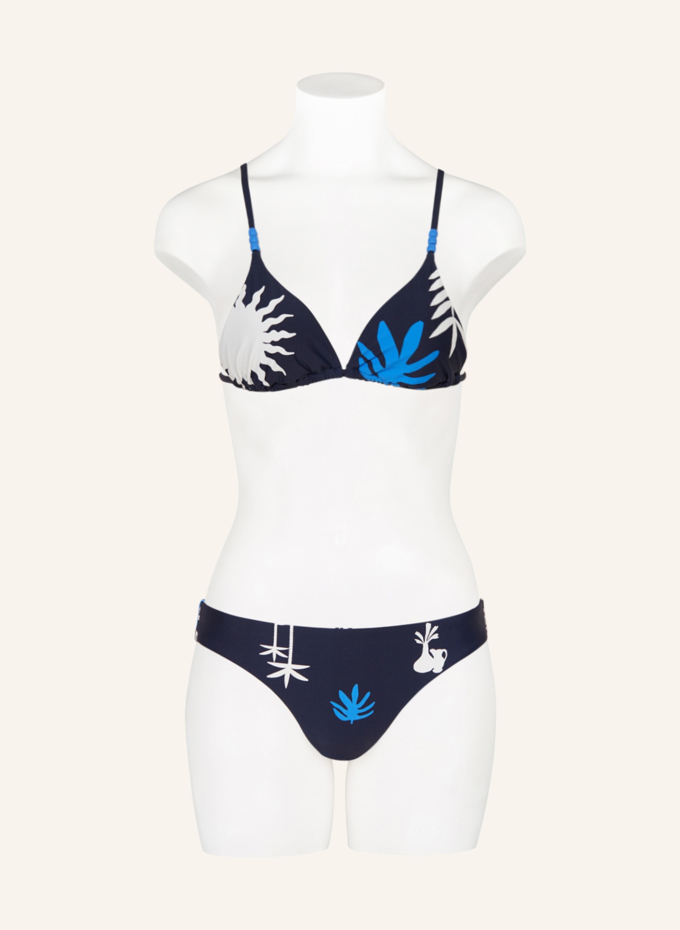 SEAFOLLY Triangle bikini top LA PALMA with decorative beads, Color: DARK BLUE/ ECRU/ BLUE (Image 2)