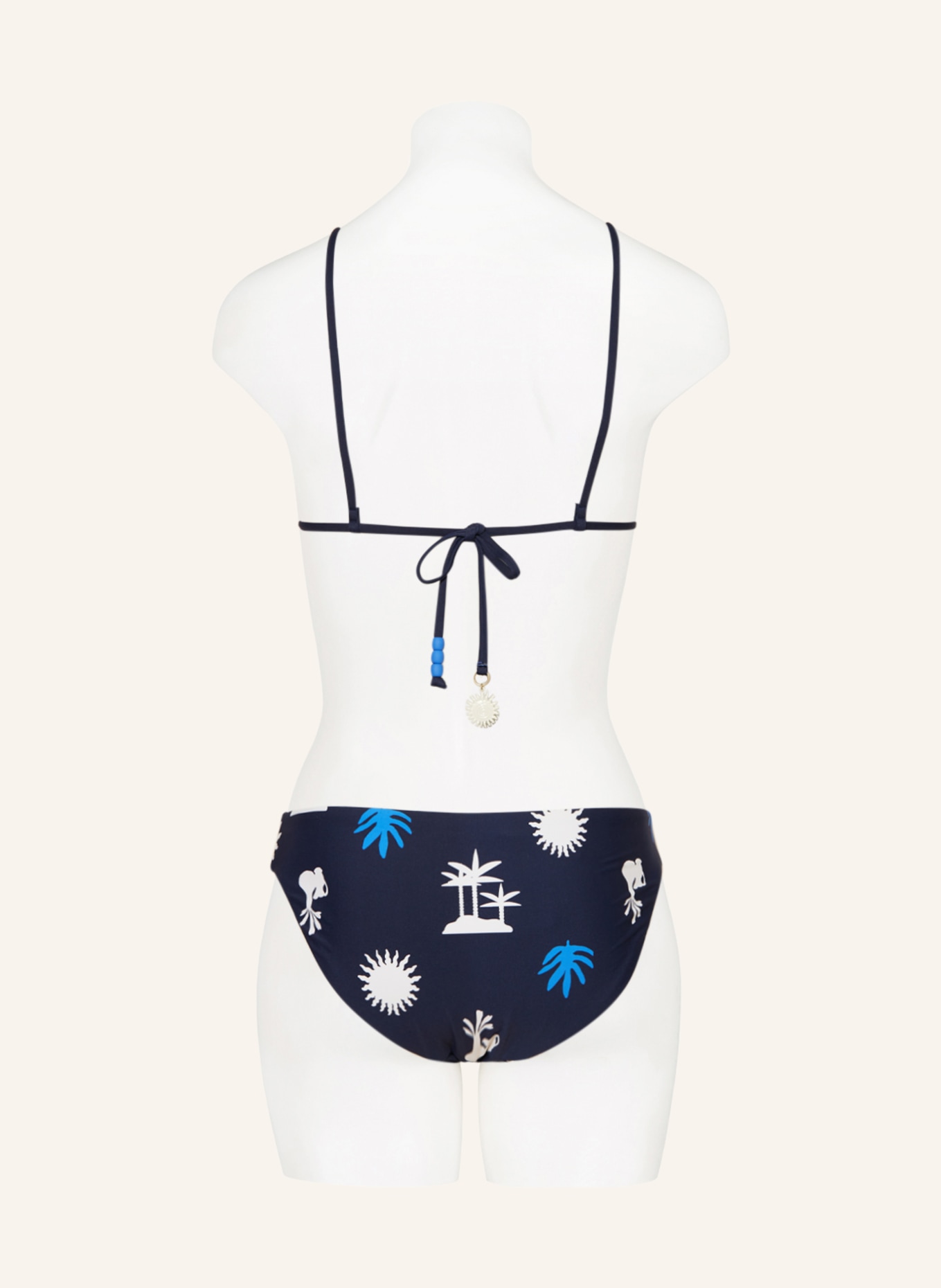 SEAFOLLY Triangle bikini top LA PALMA with decorative beads, Color: DARK BLUE/ ECRU/ BLUE (Image 3)