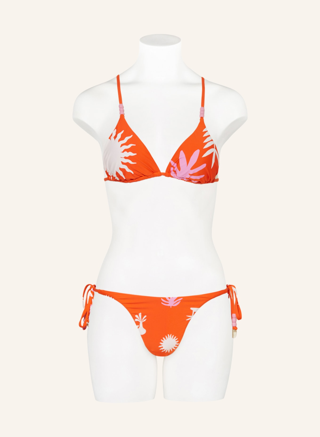 SEAFOLLY Trojúhelníkový horní díl bikin LA PALMA s ozdobnými perličkami: REŽNÁ / RŮŽOVÁ / ORANŽOVÁ