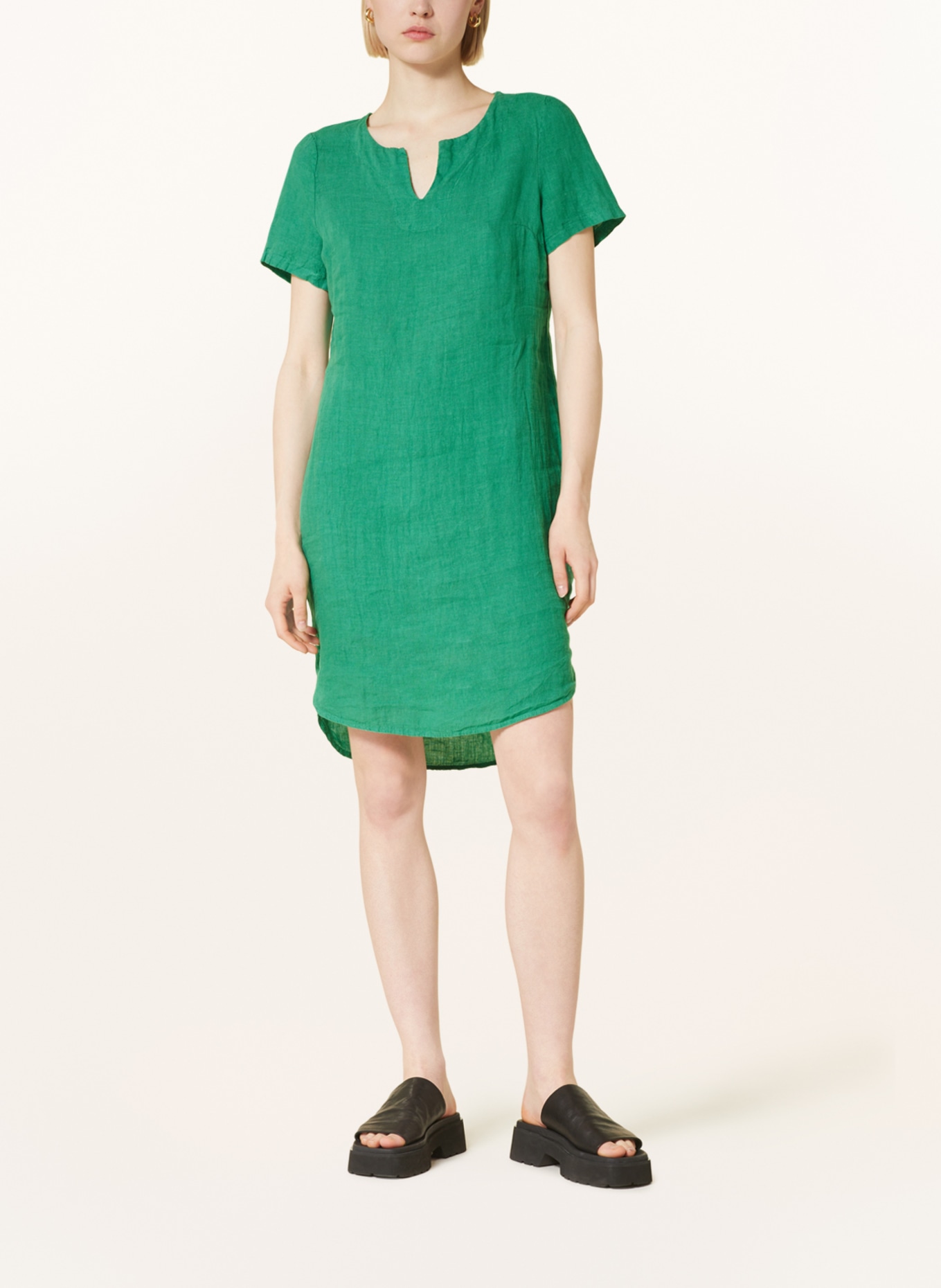 CARTOON Linen dress, Color: GREEN (Image 2)