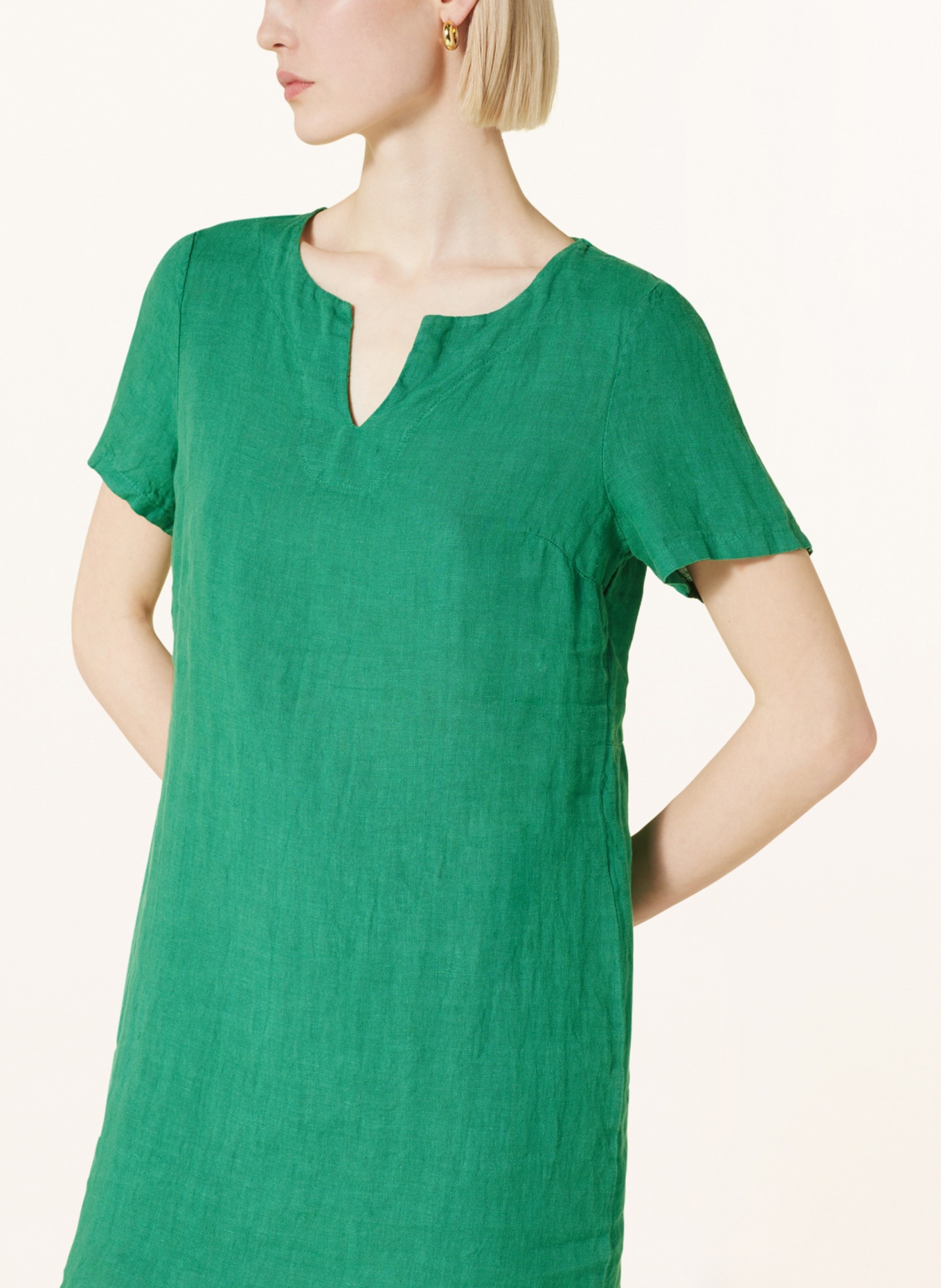 CARTOON Linen dress, Color: GREEN (Image 4)