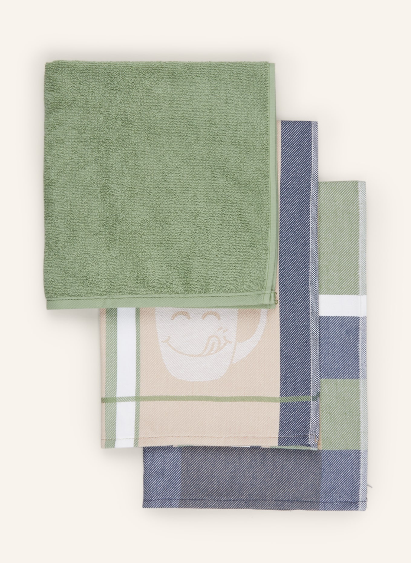 ROSS Utěrky, 3 kusy v balení: MODRÁ / SVĚTLE ZELENÁ / BÍLÁ