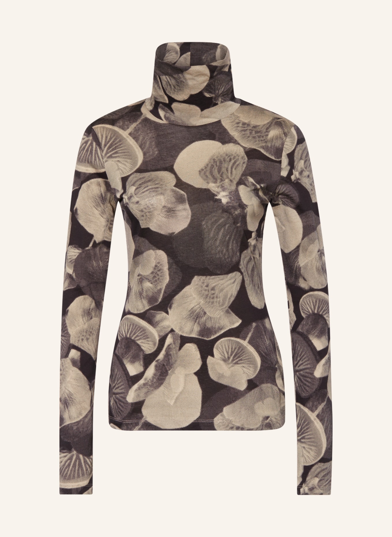 ARMEDANGELS Turtleneck shirt GRAZILIAA NAATURE, Color: BLACK/ BEIGE (Image 1)
