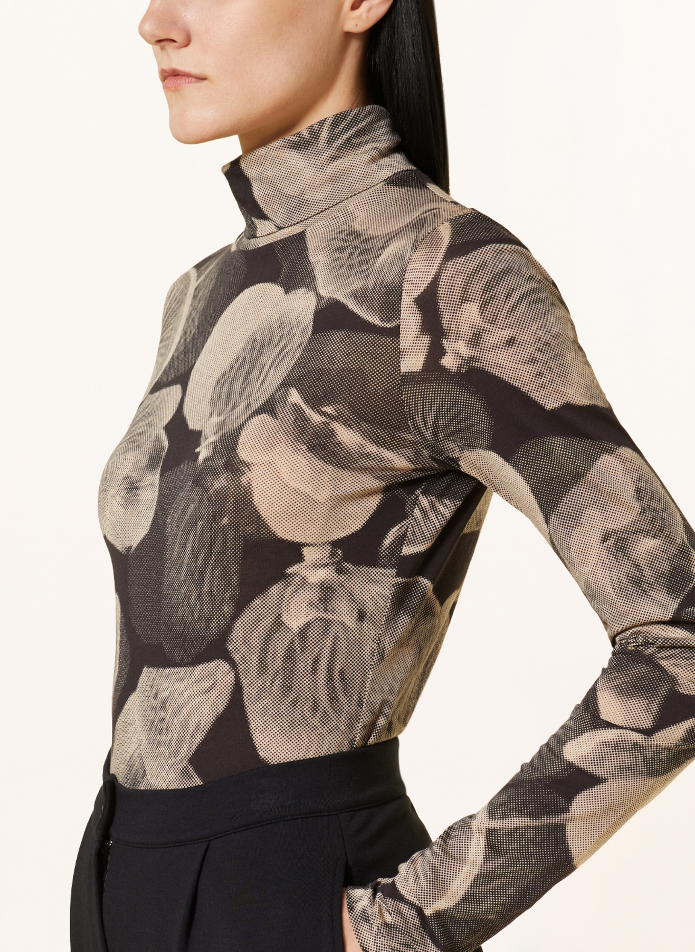 ARMEDANGELS Turtleneck shirt GRAZILIAA NAATURE, Color: BLACK/ BEIGE (Image 4)