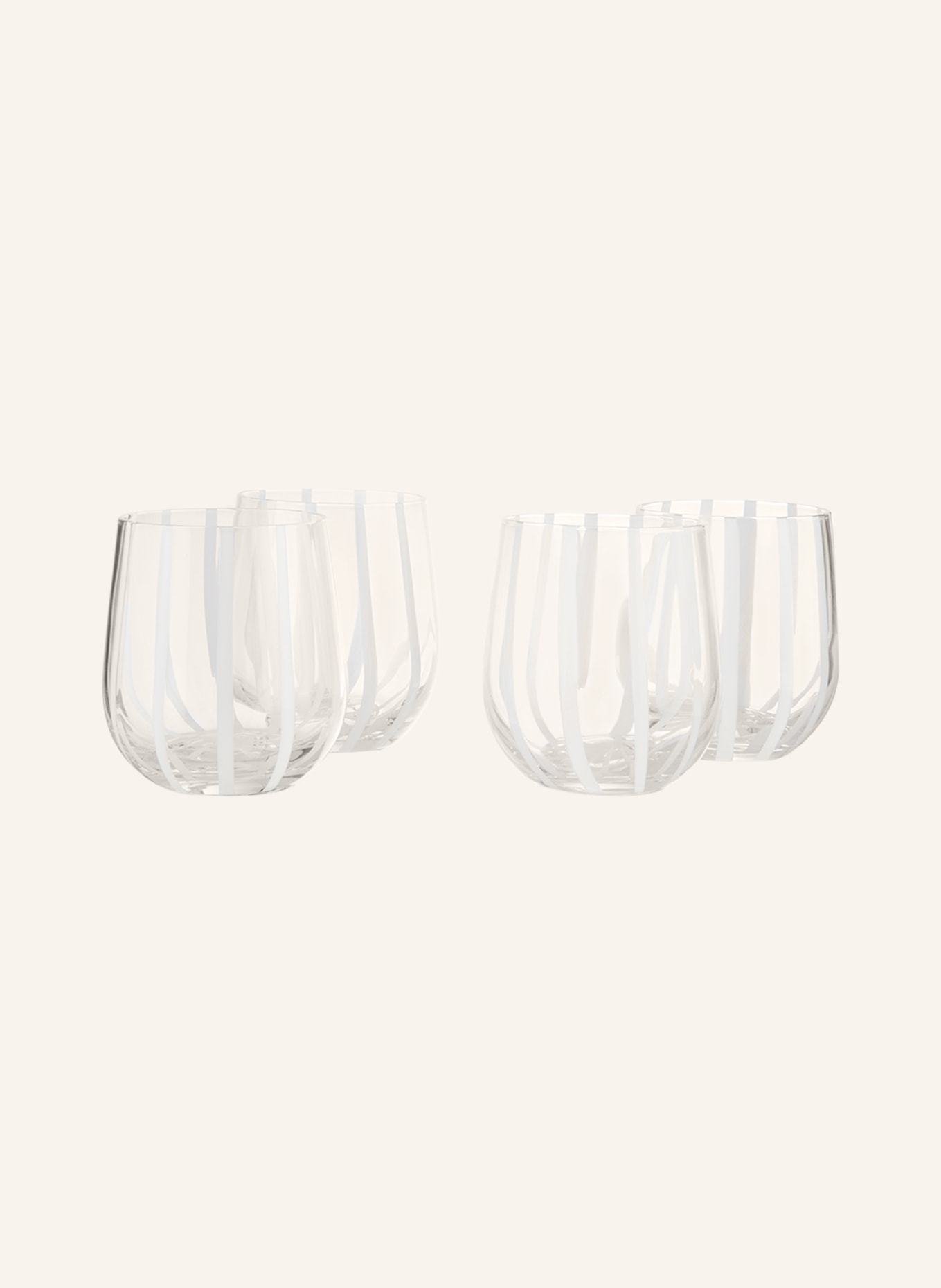 BROSTE COPENHAGEN Set of 4 drinking glasses STRIPE, Color: WHITE (Image 1)