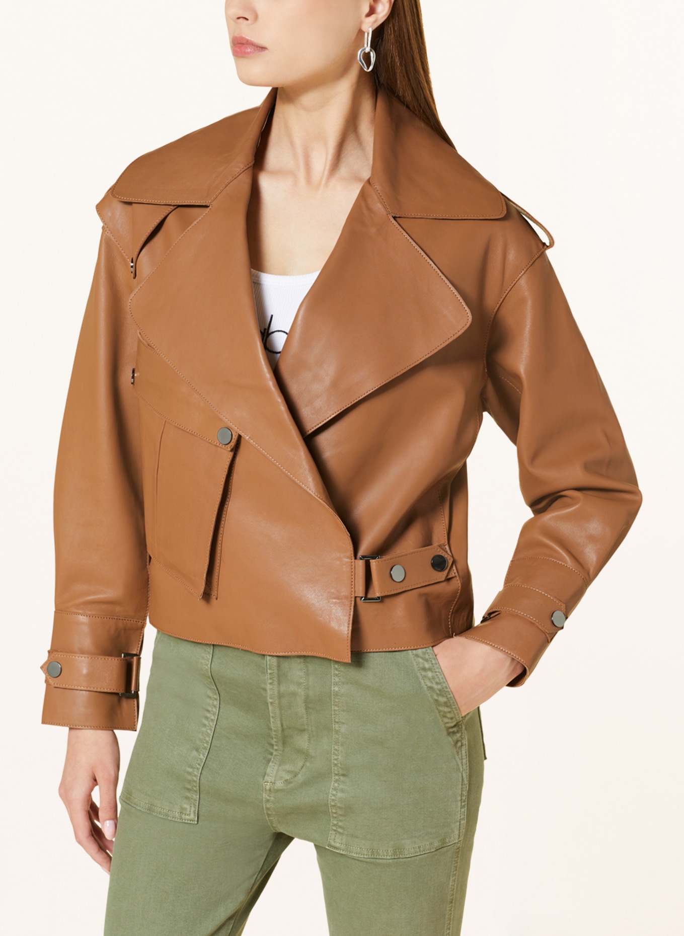 GITTA BANKO Leather jacket ALEXA, Color: COGNAC (Image 4)