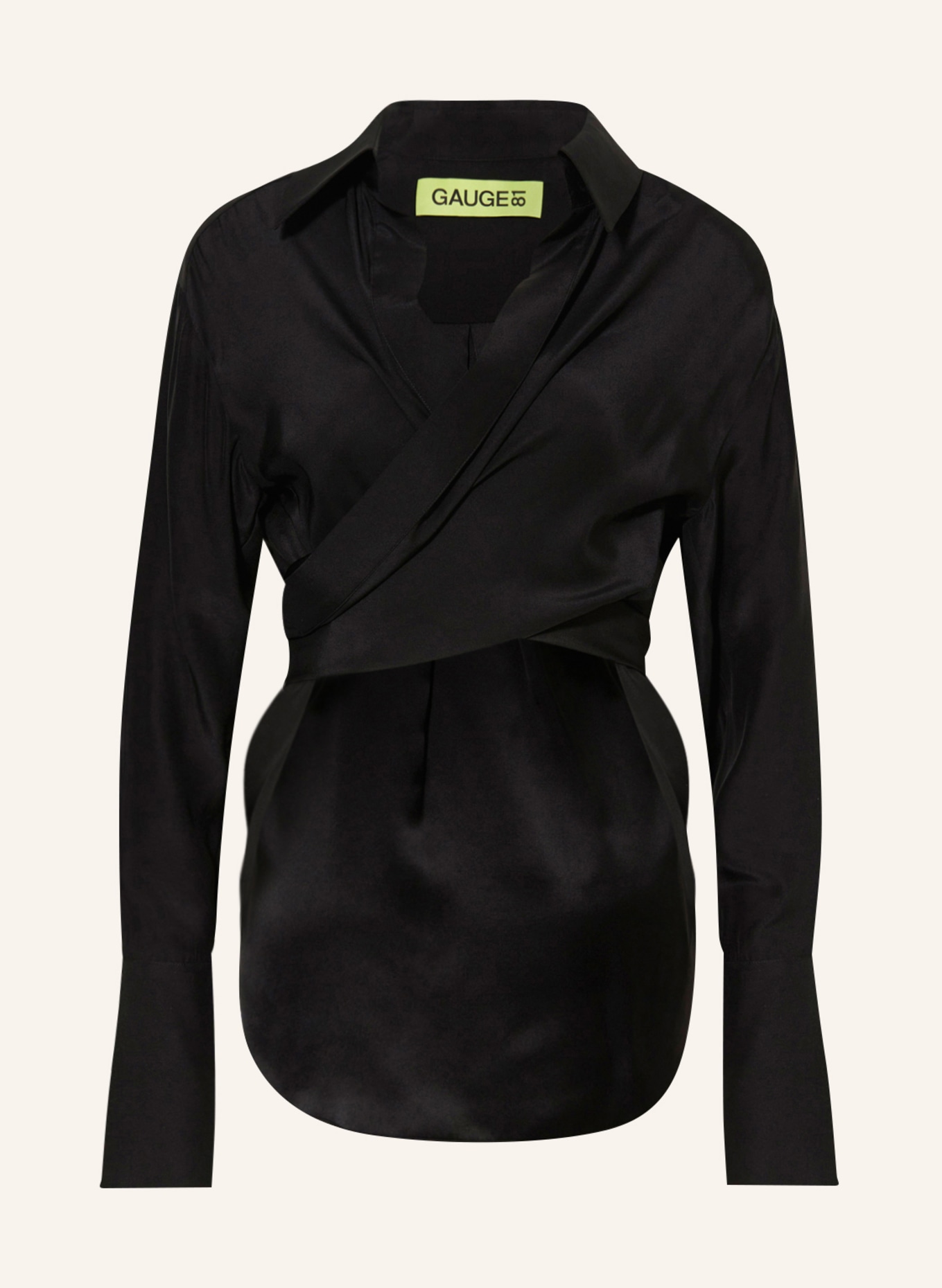 GAUGE81 Shirt blouse SABINAS in wrap look made of silk, Color: BLACK (Image 1)