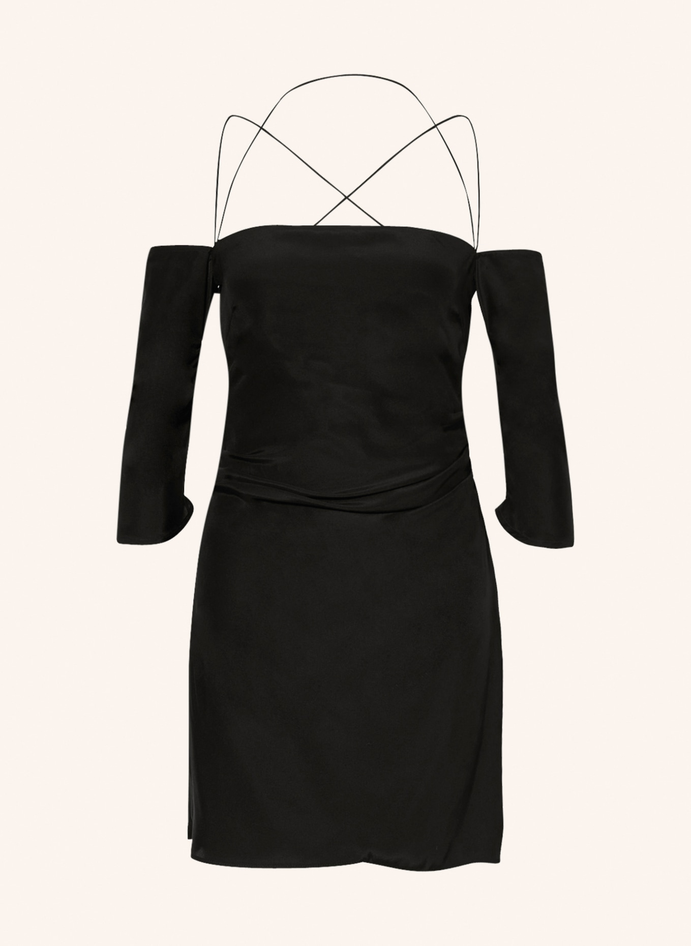 GAUGE81 Off-shoulder dress SAMACA in satin, Color: BLACK (Image 1)