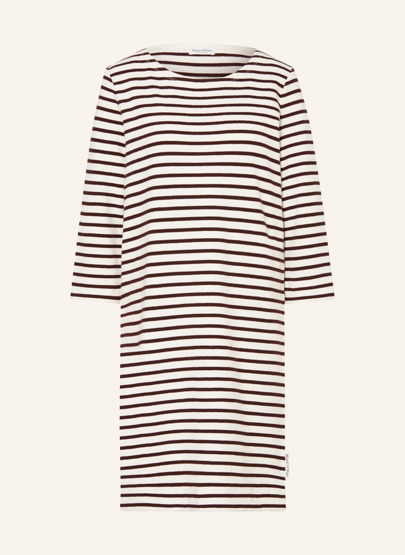 Marc O'Polo Knit dress with 3/4 sleeve, Color: WHITE/ BROWN (Image 1)