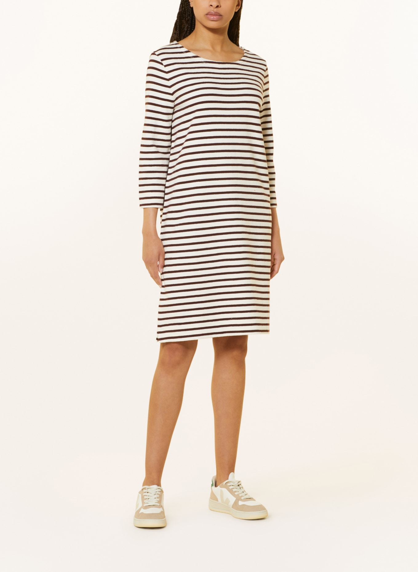 Marc O'Polo Knit dress with 3/4 sleeve, Color: WHITE/ BROWN (Image 2)