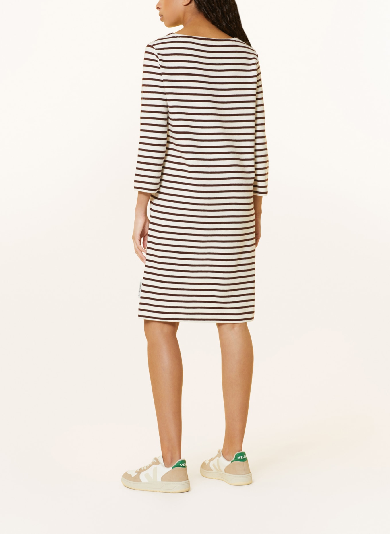 Marc O'Polo Knit dress with 3/4 sleeve, Color: WHITE/ BROWN (Image 3)