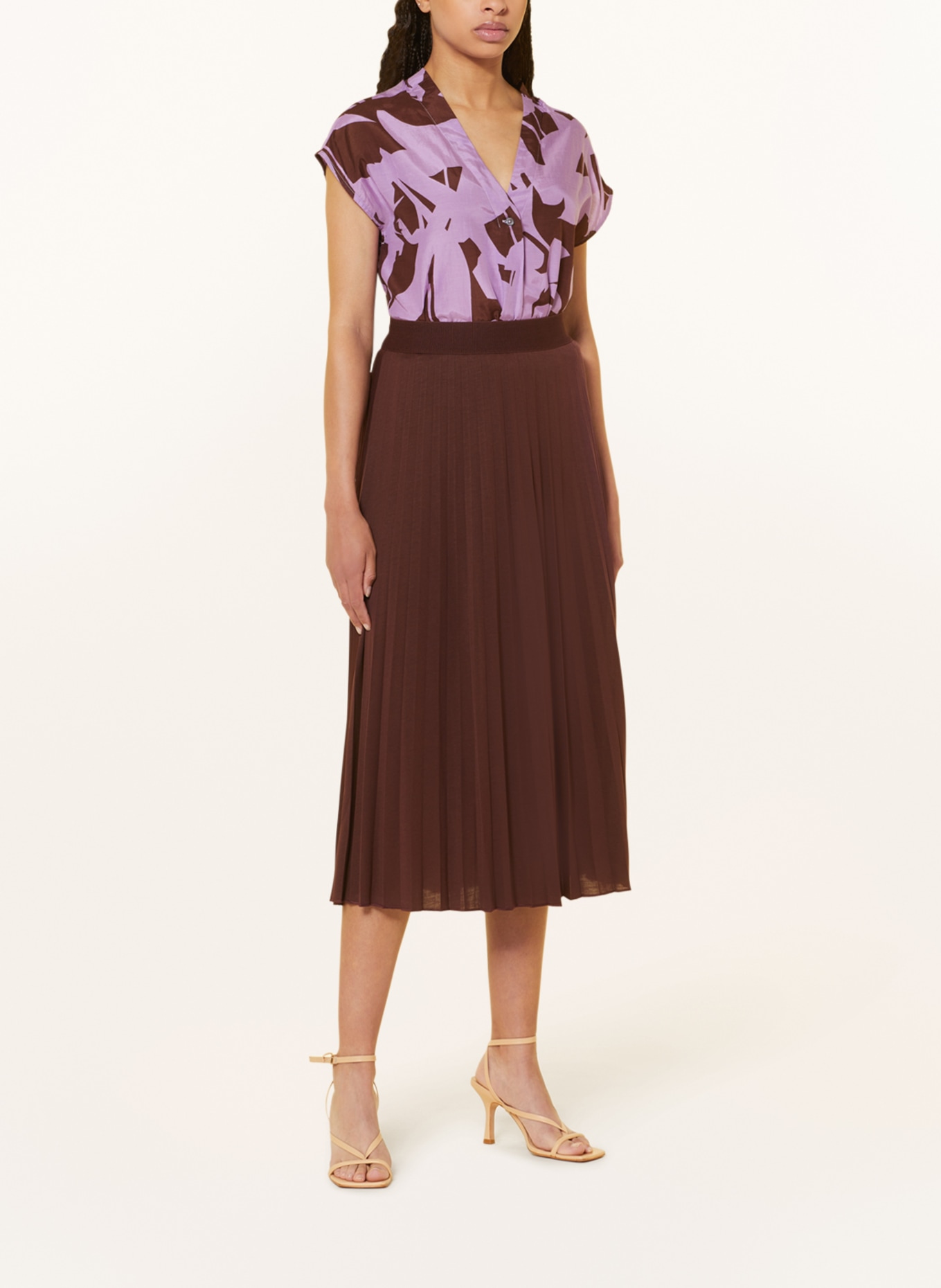 Marc O'Polo Jersey skirt with pleats, Color: BROWN (Image 2)