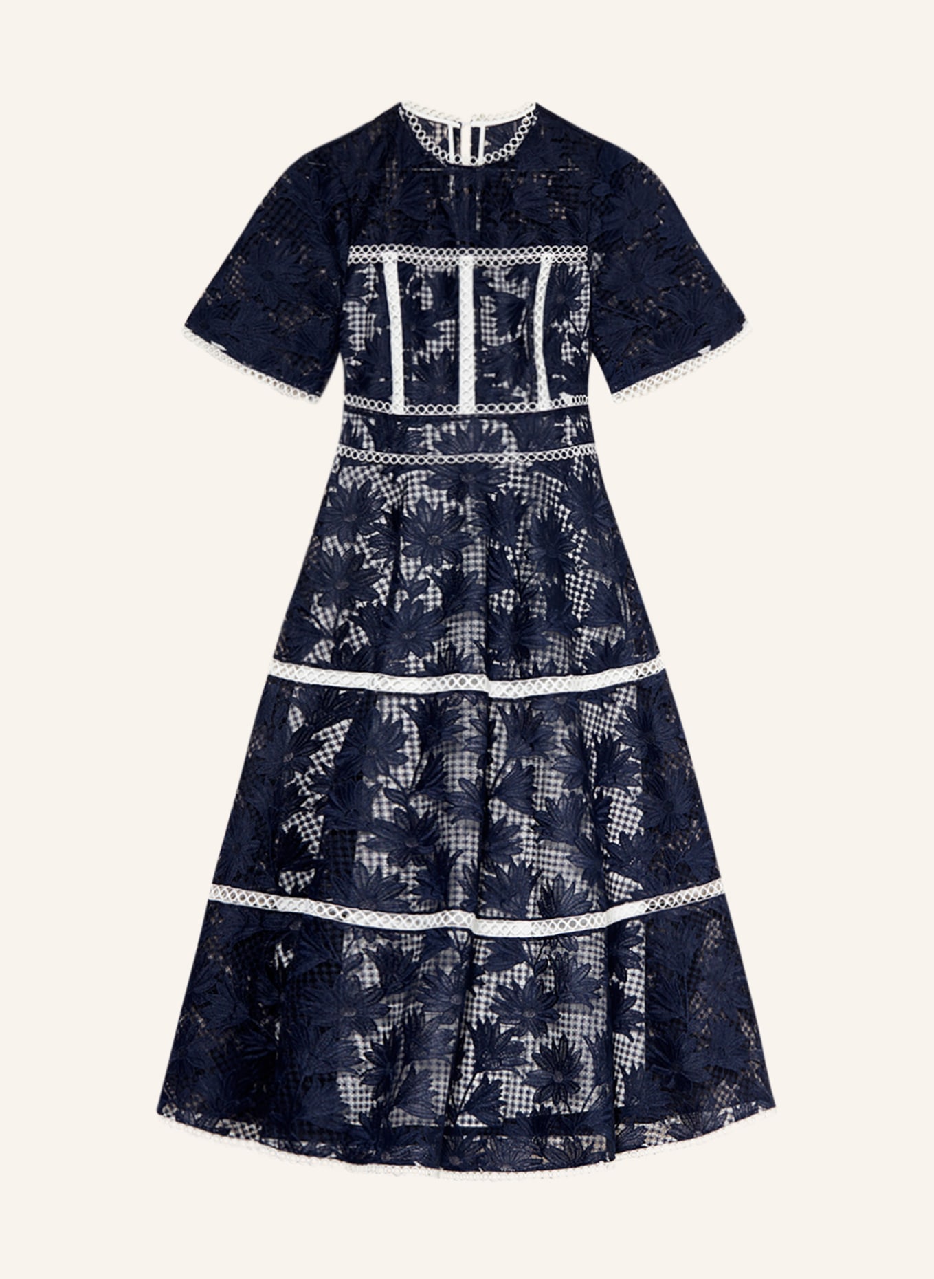 TED BAKER Kleid RUBIELY mit Spitze, Farbe: DUNKELBLAU/ WEISS(Bild null)