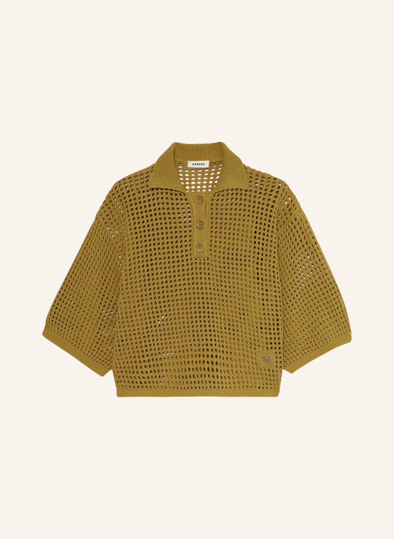SANDRO Strick-Poloshirt, Farbe: OLIV(Bild null)