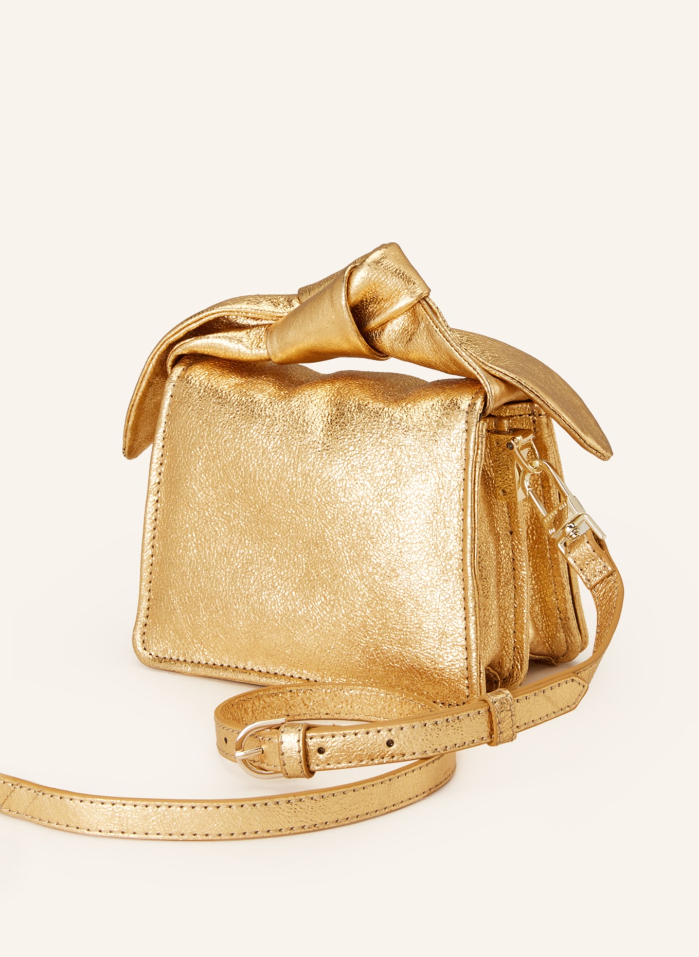 Ted Baker Gold Niasini Bow Detail Metallic Xbody Bag