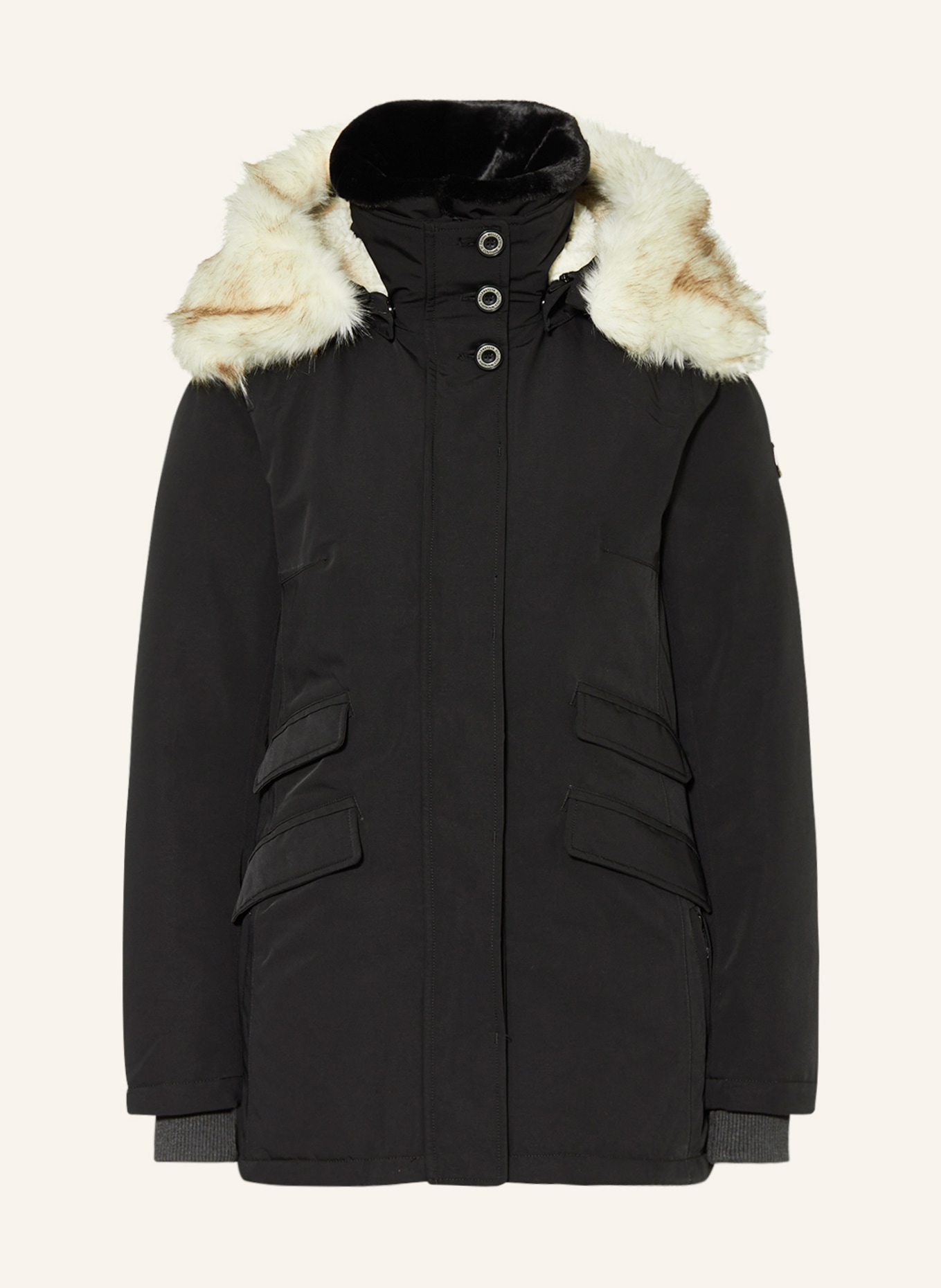 WELLENSTEYN Jacket ENTERPRISE with removable faux fur, Color: BLACK (Image 1)
