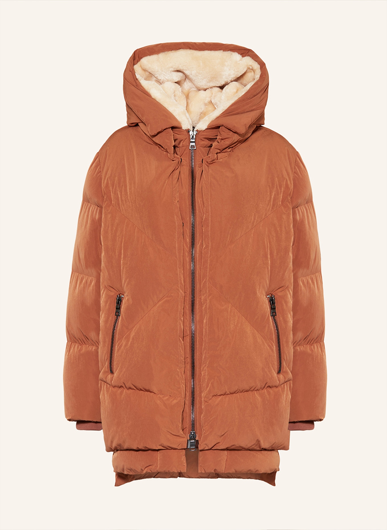 BLONDE No.8 Quilted jacket FROST with faux fur, Color: BROWN (Image 1)