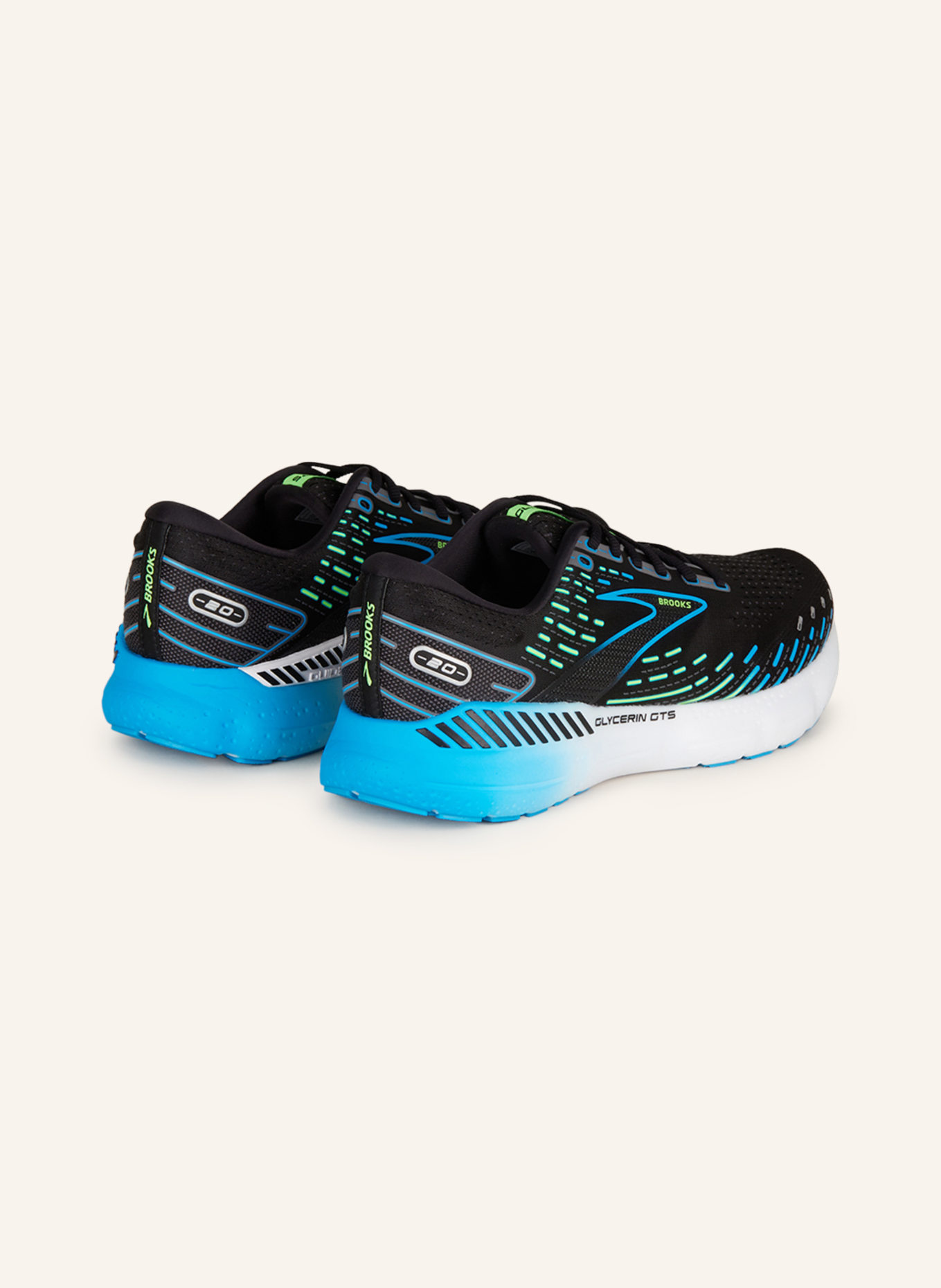 BROOKS Running shoes GLYCERIN GTS 20, Color: BLACK/ NEON BLUE (Image 2)