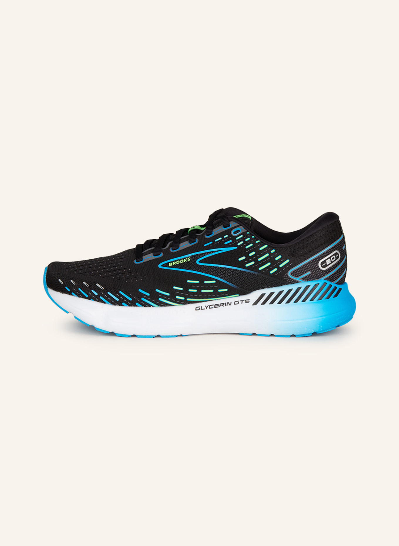 BROOKS Running shoes GLYCERIN GTS 20, Color: BLACK/ NEON BLUE (Image 4)