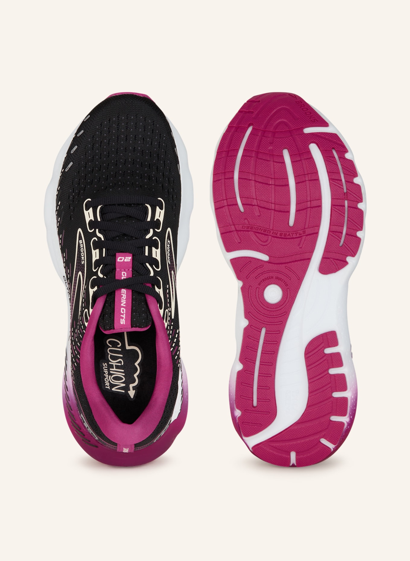 BROOKS Running shoes GLYCERIN GTS 20, Color: BLACK/ FUCHSIA (Image 5)