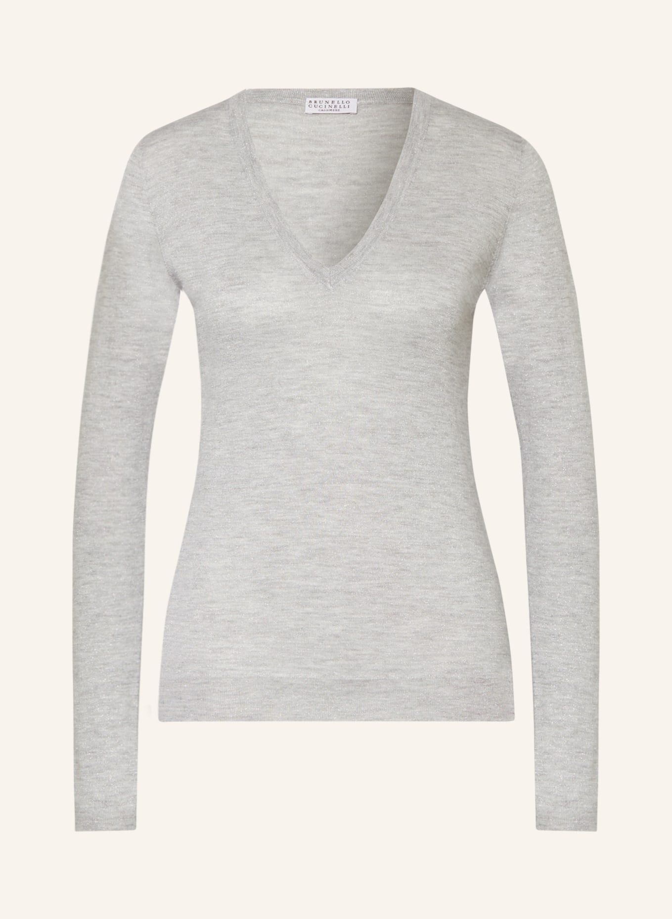 BRUNELLO CUCINELLI Sweater with cashmere and glitter thread, Color: LIGHT GRAY (Image 1)
