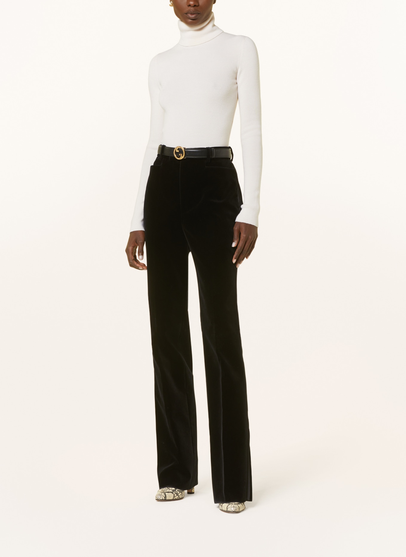 GUCCI Velvet trousers with tuxedo stripe, Color: BLACK (Image 2)