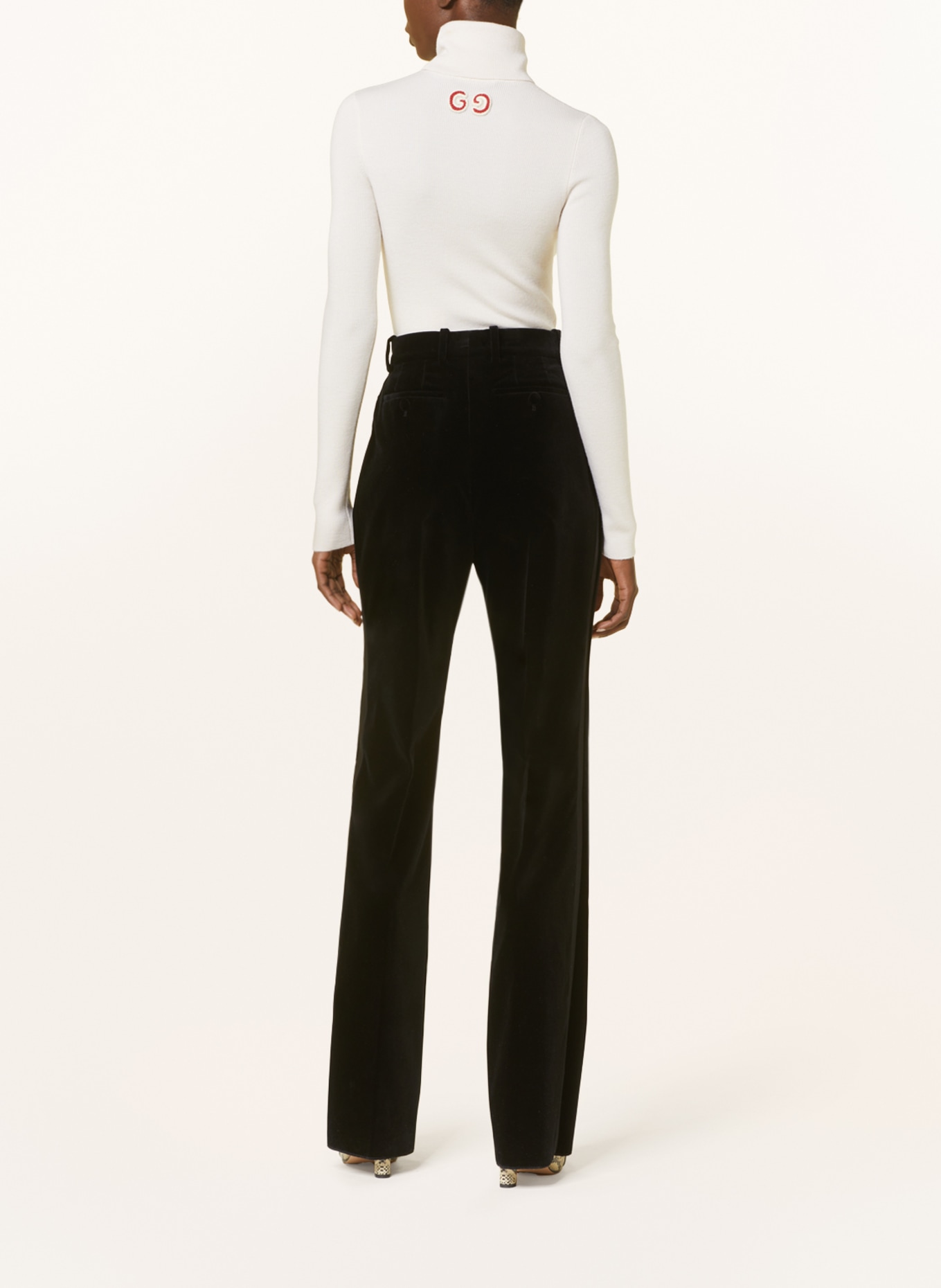 GUCCI Velvet trousers with tuxedo stripe, Color: BLACK (Image 3)