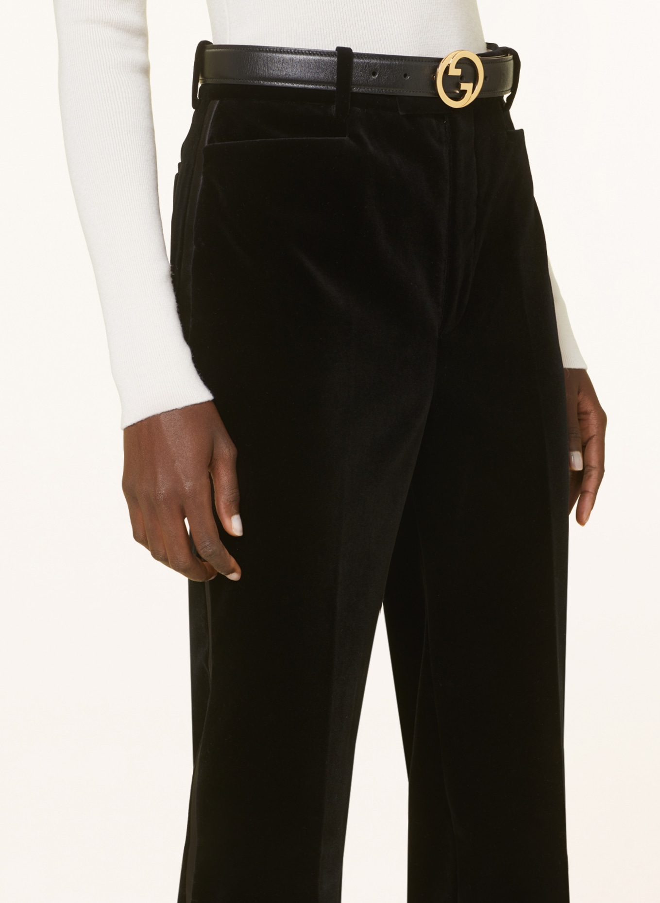 GUCCI Velvet trousers with tuxedo stripe, Color: BLACK (Image 5)
