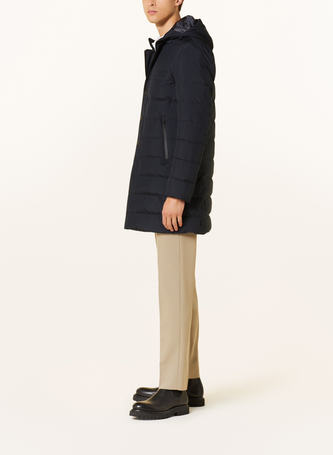 HERNO LAMINAR Péřový kabát s odnímatelnou kapucí, Barva: TMAVĚ MODRÁ (Obrázek 4)