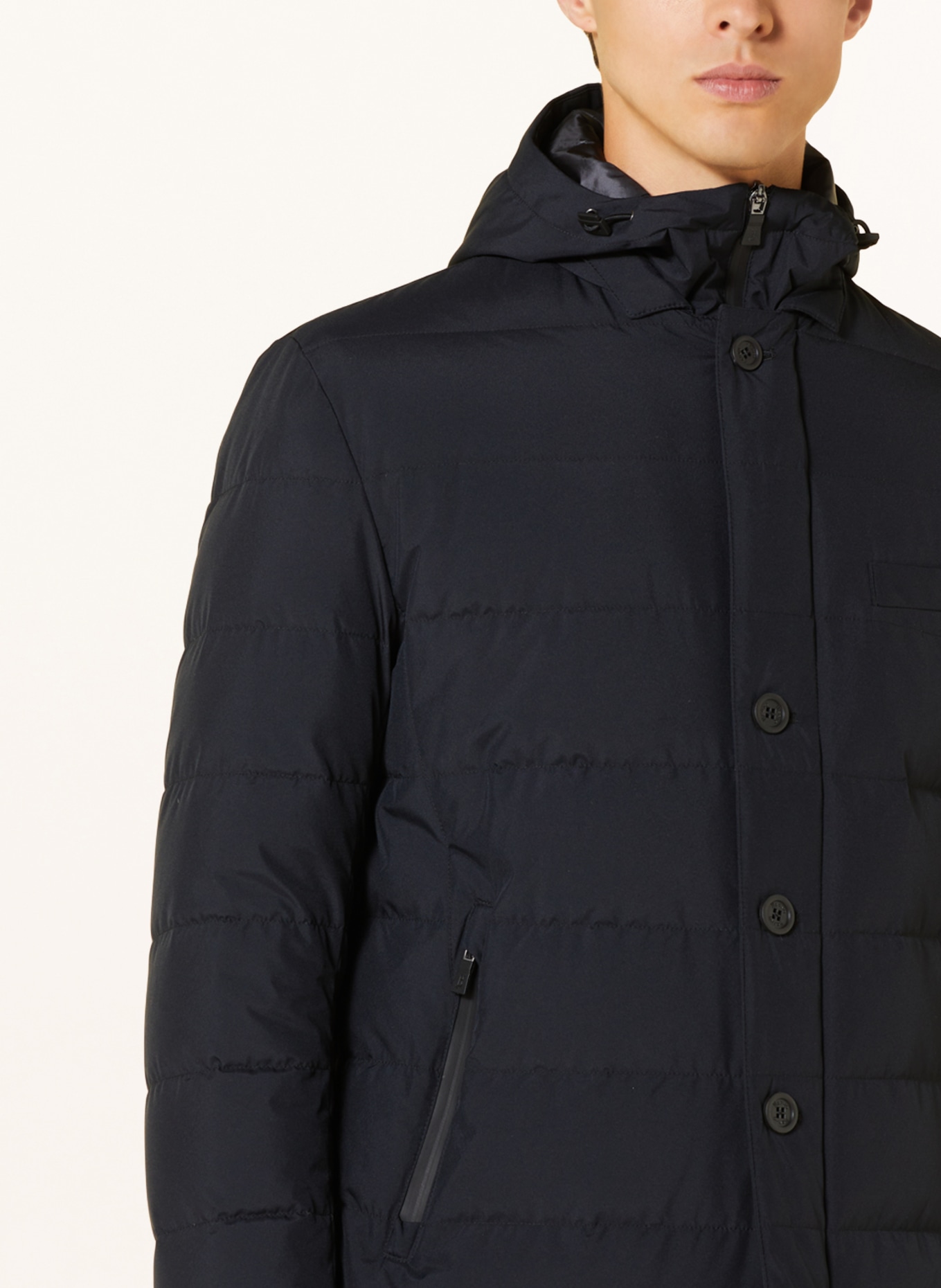 HERNO LAMINAR Péřový kabát s odnímatelnou kapucí, Barva: TMAVĚ MODRÁ (Obrázek 5)